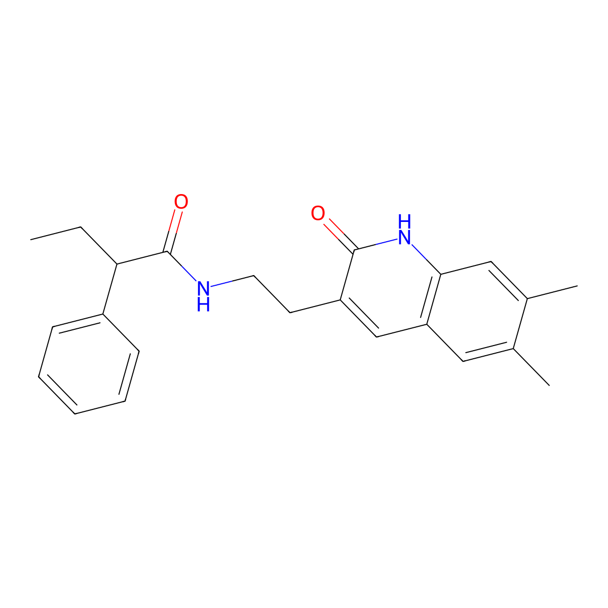 N-(2-(6,7-dimethyl-2-oxo-1,2-dihydroquinolin-3-yl)ethyl)-2-phenylbutanamide molecular structure, CAS 851402-99-8