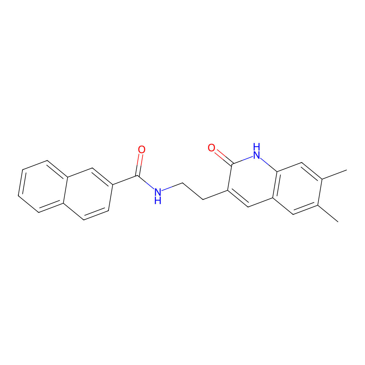 N-(2-(6,7-dimethyl-2-oxo-1,2-dihydroquinolin-3-yl)ethyl)-2-naphthamide molecular structure, CAS 851403-02-6