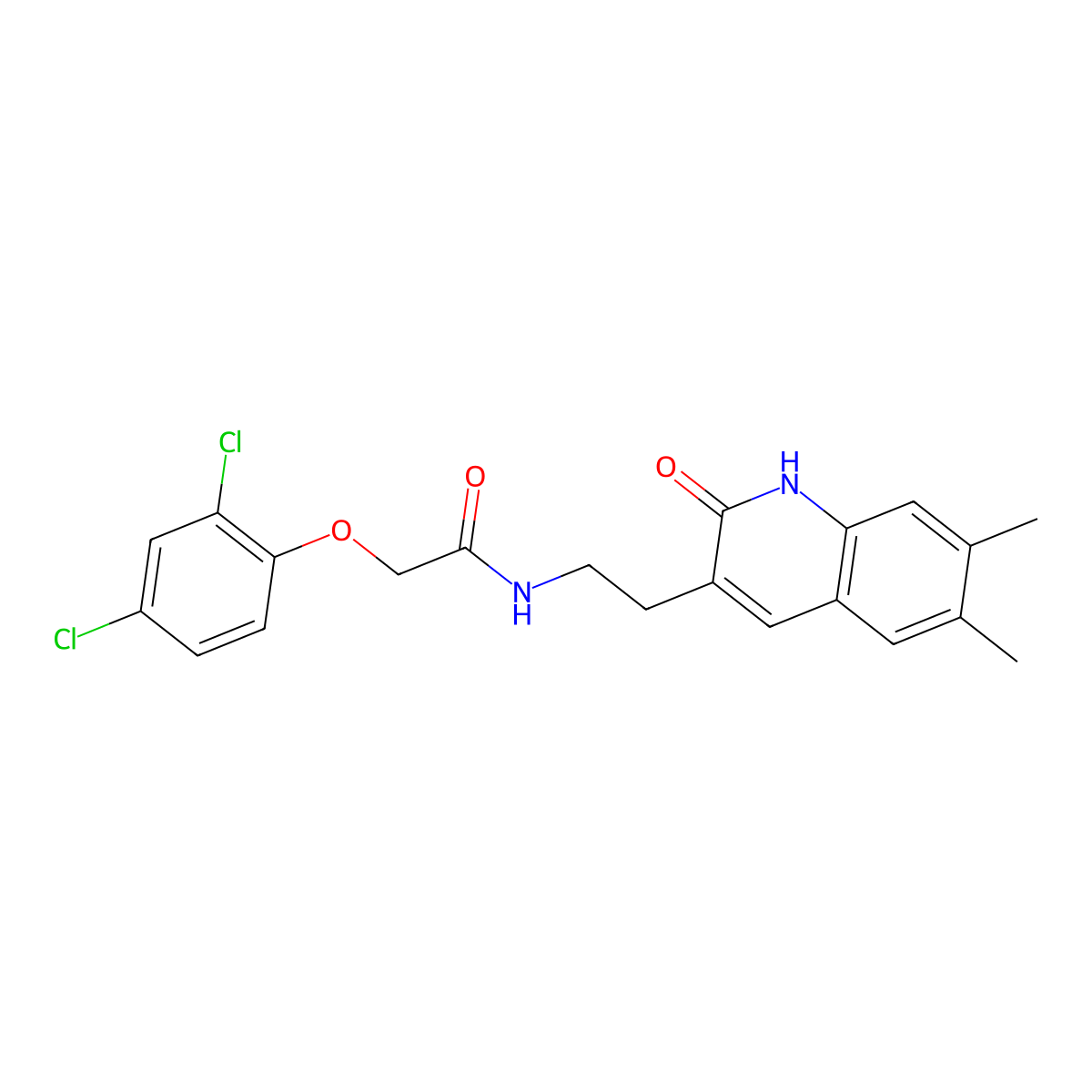 2-(2,4-dichlorophenoxy)-N-[2-(6,7-dimethyl-2-oxo-1H-quinolin-3-yl)ethyl]acetamide molecular structure, CAS 851403-05-9