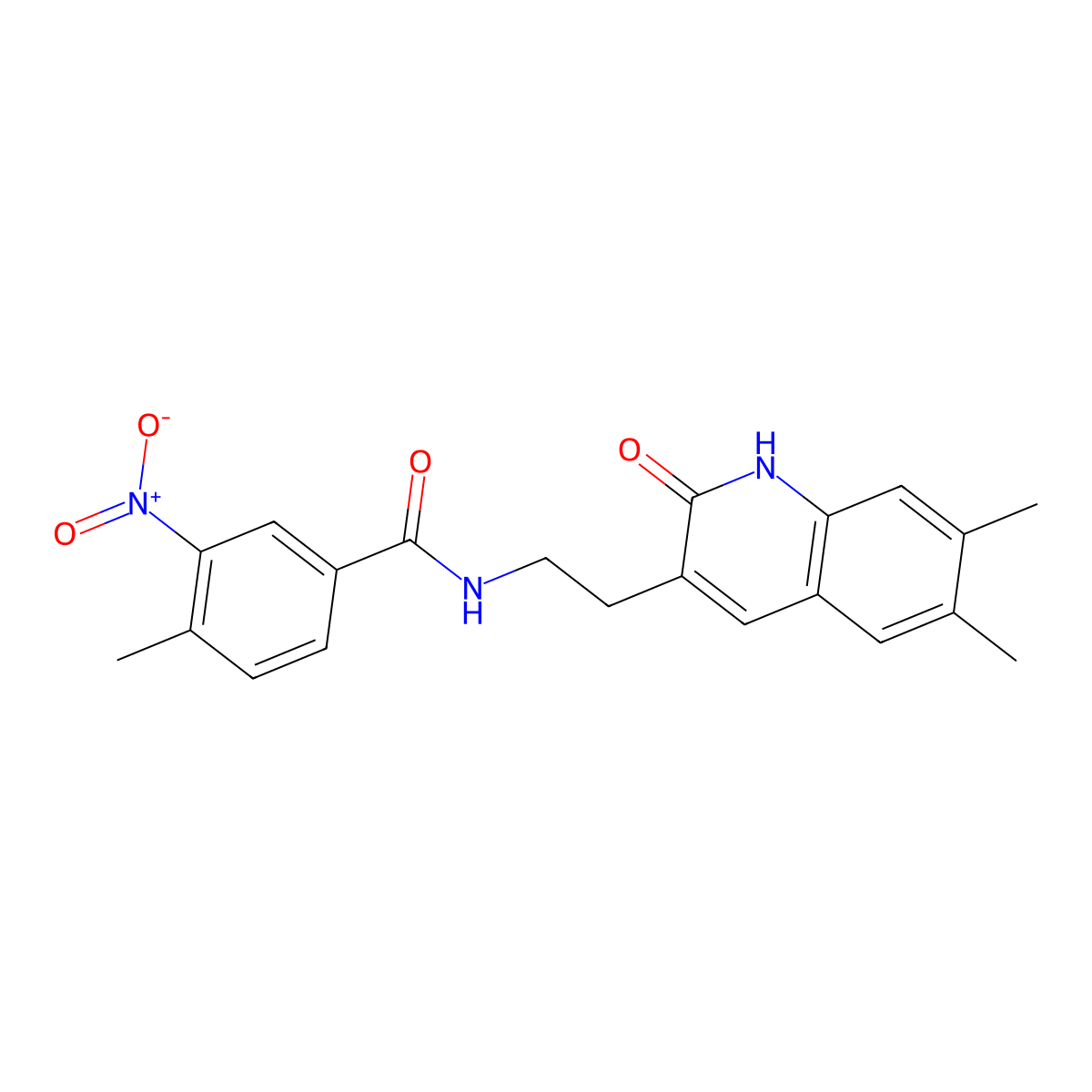 N-(2-(6,7-dimethyl-2-oxo-1,2-dihydroquinolin-3-yl)ethyl)-4-methyl-3-nitrobenzamide molecular structure, CAS 851403-07-1