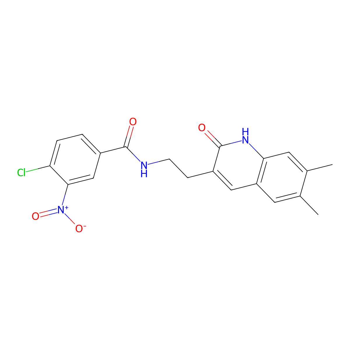 4-chloro-N-(2-(6,7-dimethyl-2-oxo-1,2-dihydroquinolin-3-yl)ethyl)-3-nitrobenzamide molecular structure, CAS 851403-08-2