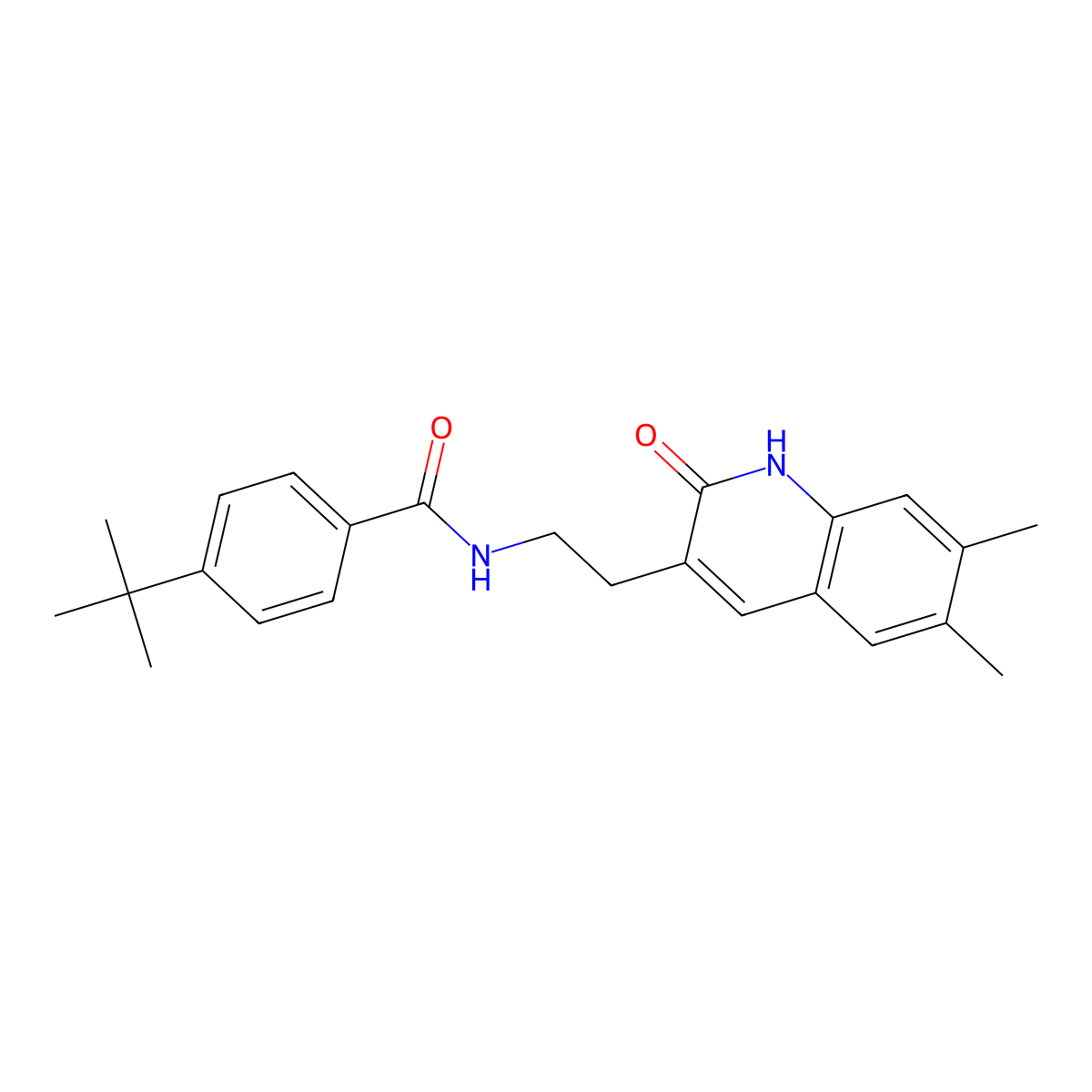 4-tert-butyl-N-[2-(6,7-dimethyl-2-oxo-1H-quinolin-3-yl)ethyl]benzamide molecular structure, CAS 851403-09-3