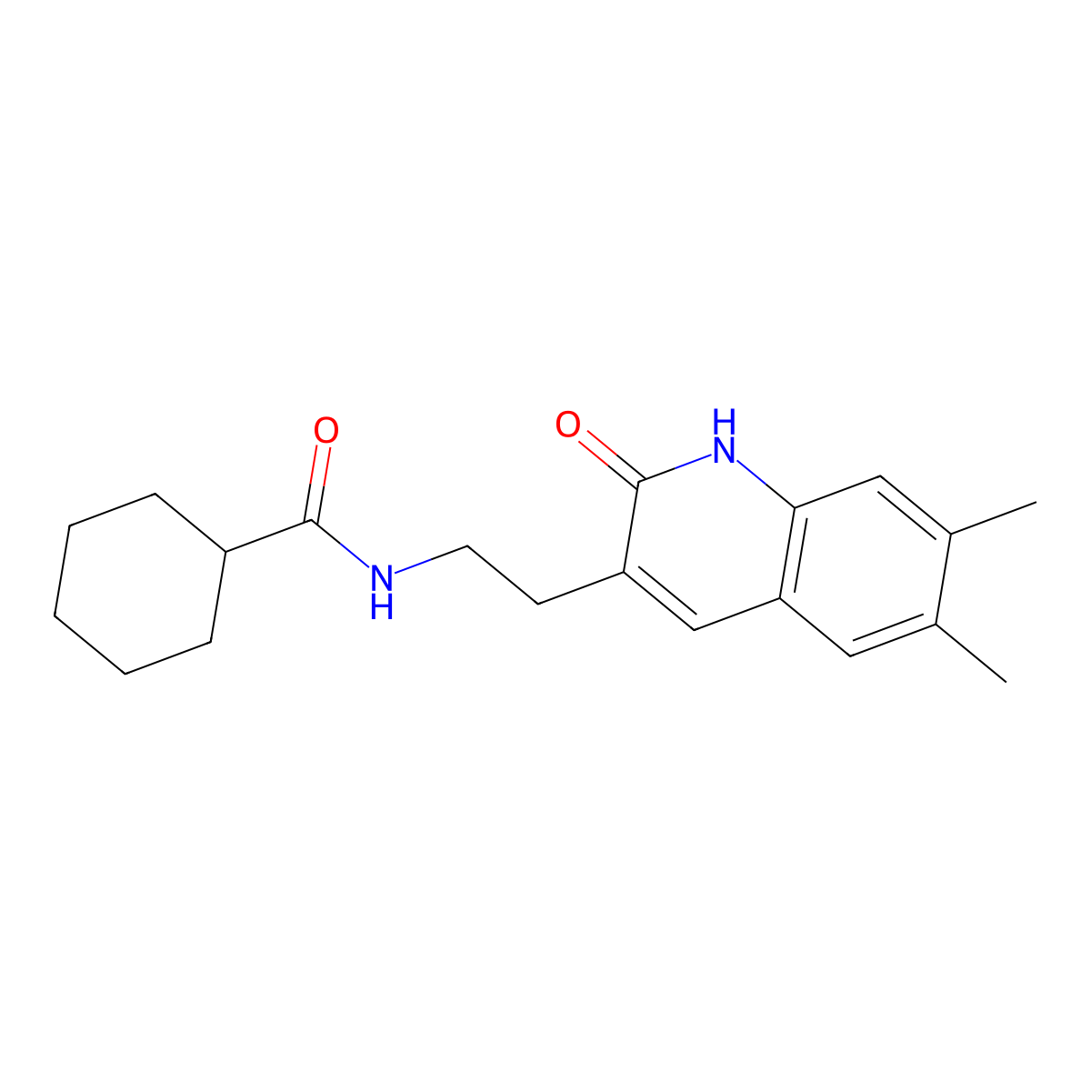 N-(2-(6,7-dimethyl-2-oxo-1,2-dihydroquinolin-3-yl)ethyl)cyclohexanecarboxamide molecular structure, CAS 851403-10-6