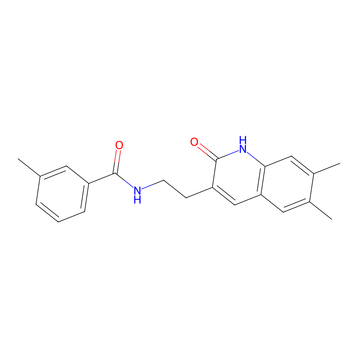 N-(2-(6,7-dimethyl-2-oxo-1,2-dihydroquinolin-3-yl)ethyl)-3-methylbenzamide molecular structure, CAS 851403-11-7