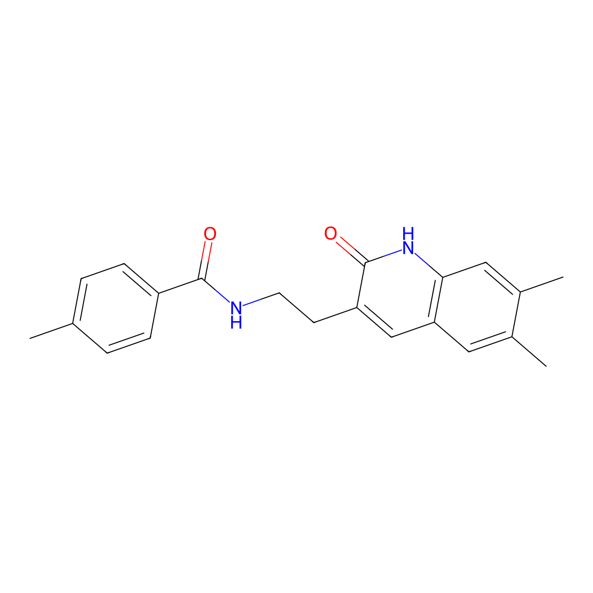 N-(2-(6,7-dimethyl-2-oxo-1,2-dihydroquinolin-3-yl)ethyl)-4-methylbenzamide molecular structure, CAS 851403-13-9