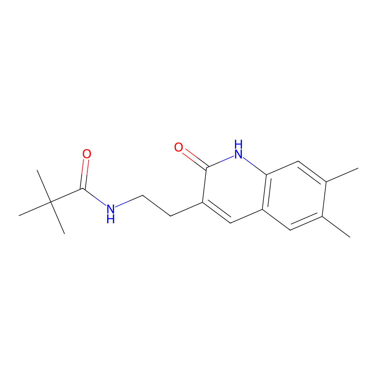 N-(2-(6,7-dimethyl-2-oxo-1,2-dihydroquinolin-3-yl)ethyl)pivalamide molecular structure, CAS 851403-14-0