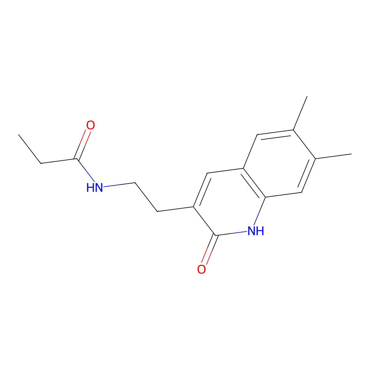 N-[2-(6,7-dimethyl-2-oxo-1H-quinolin-3-yl)ethyl]propanamide molecular structure, CAS 851403-17-3