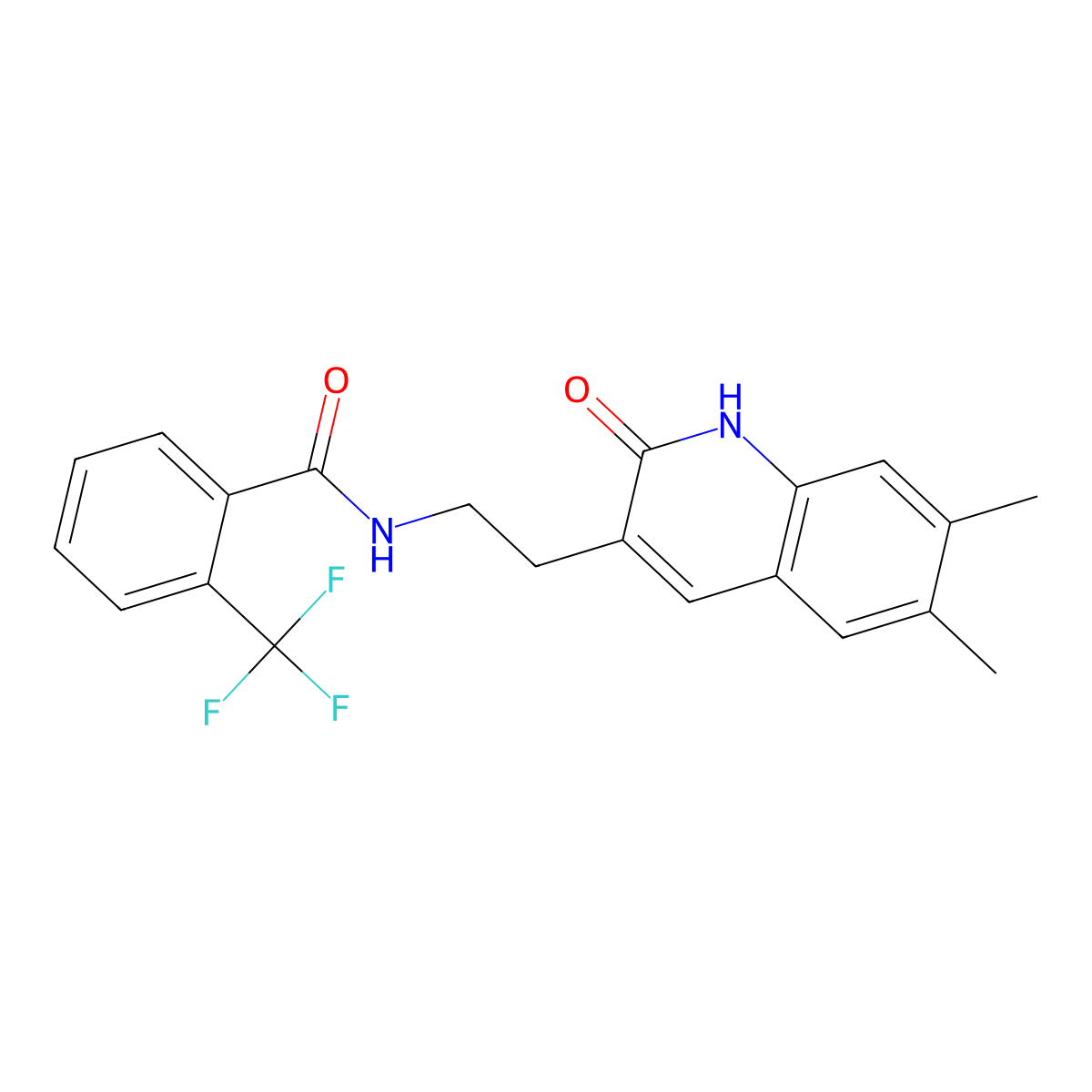 N-(2-(6,7-dimethyl-2-oxo-1,2-dihydroquinolin-3-yl)ethyl)-2-(trifluoromethyl)benzamide molecular structure, CAS 851403-20-8
