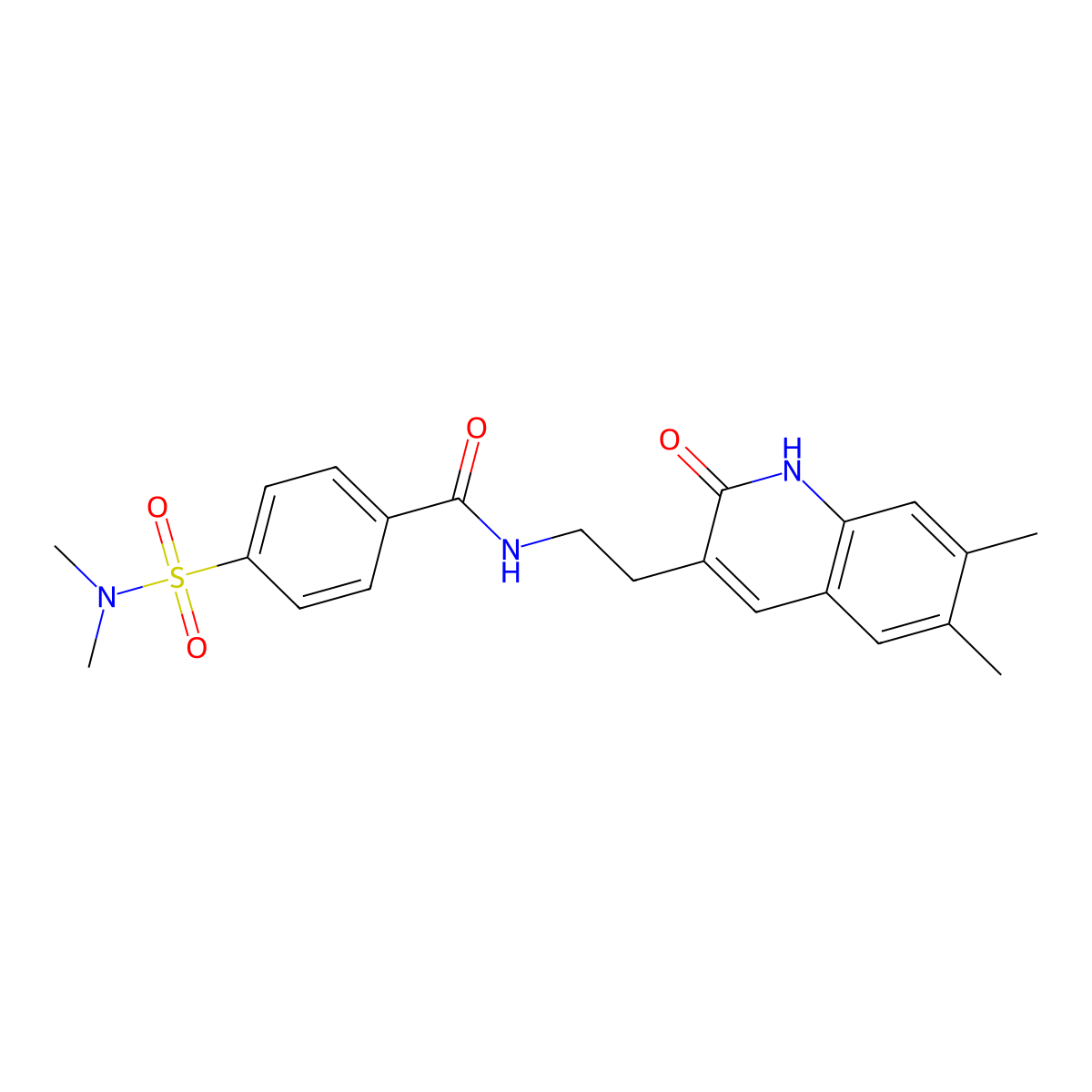 N-[2-(6,7-dimethyl-2-oxo-1H-quinolin-3-yl)ethyl]-4-(dimethylsulfamoyl)benzamide molecular structure, CAS 851403-23-1