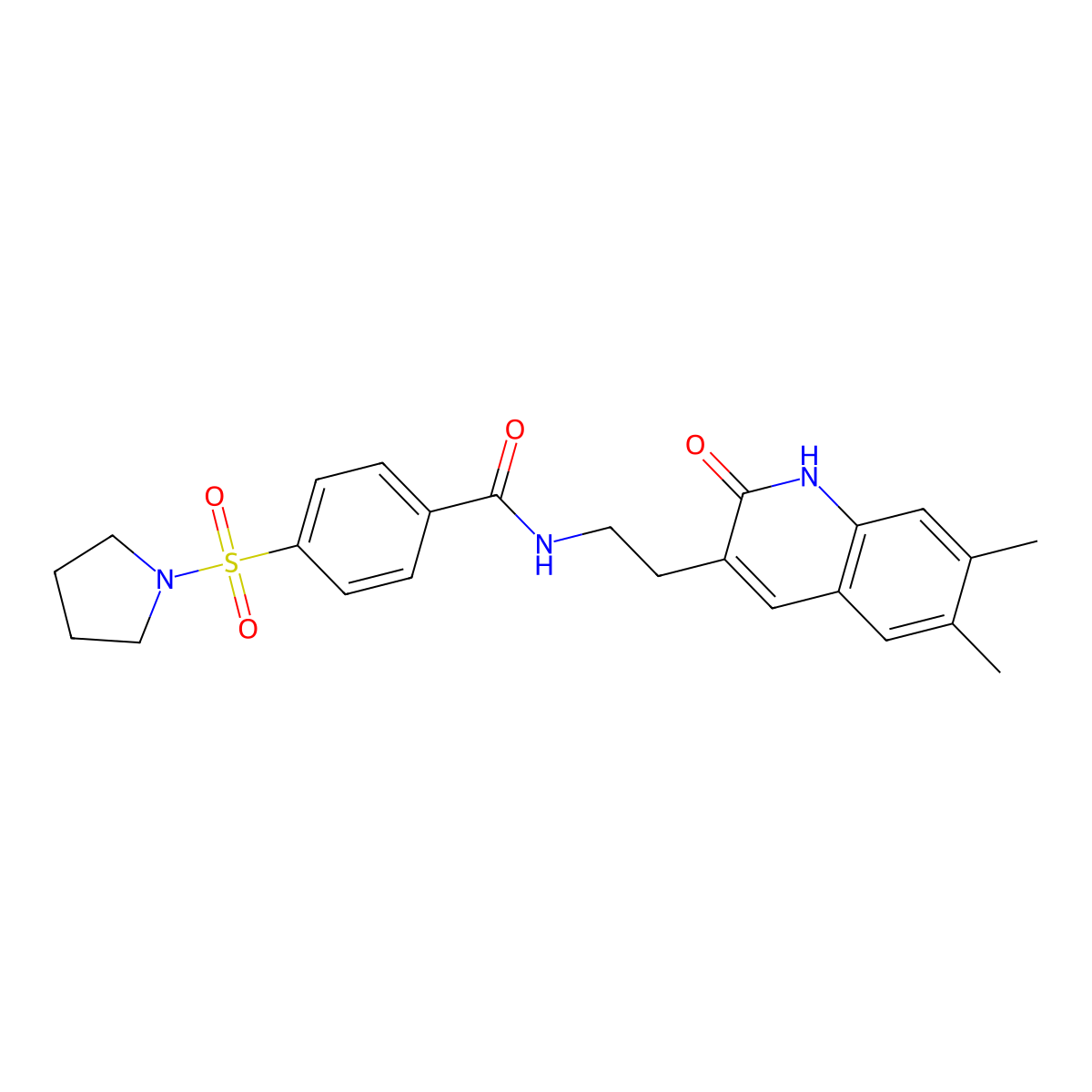N-[2-(6,7-dimethyl-2-oxo-1H-quinolin-3-yl)ethyl]-4-pyrrolidin-1-ylsulfonylbenzamide molecular structure, CAS 851403-26-4