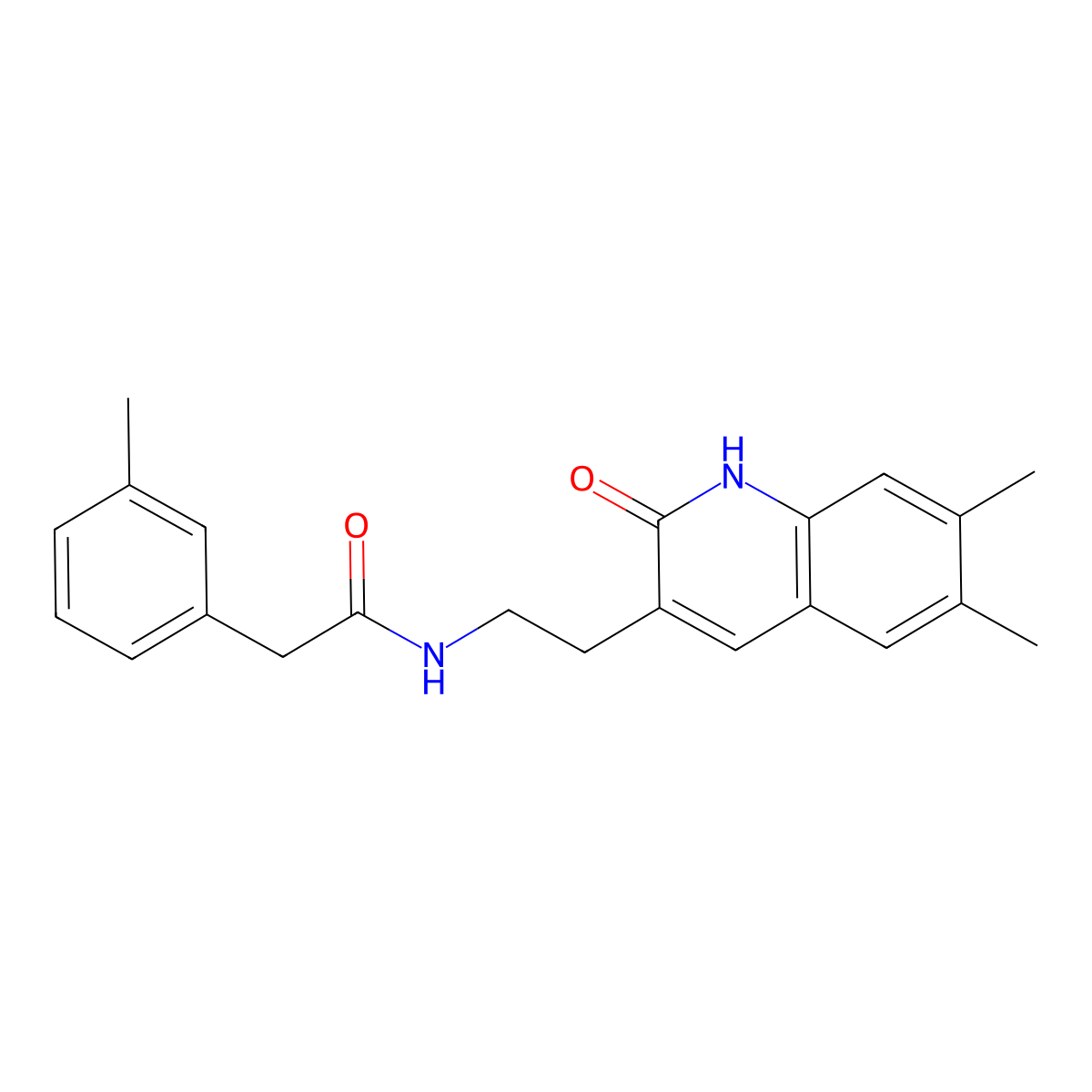 N-(2-(6,7-dimethyl-2-oxo-1,2-dihydroquinolin-3-yl)ethyl)-2-(m-tolyl)acetamide molecular structure, CAS 851403-28-6
