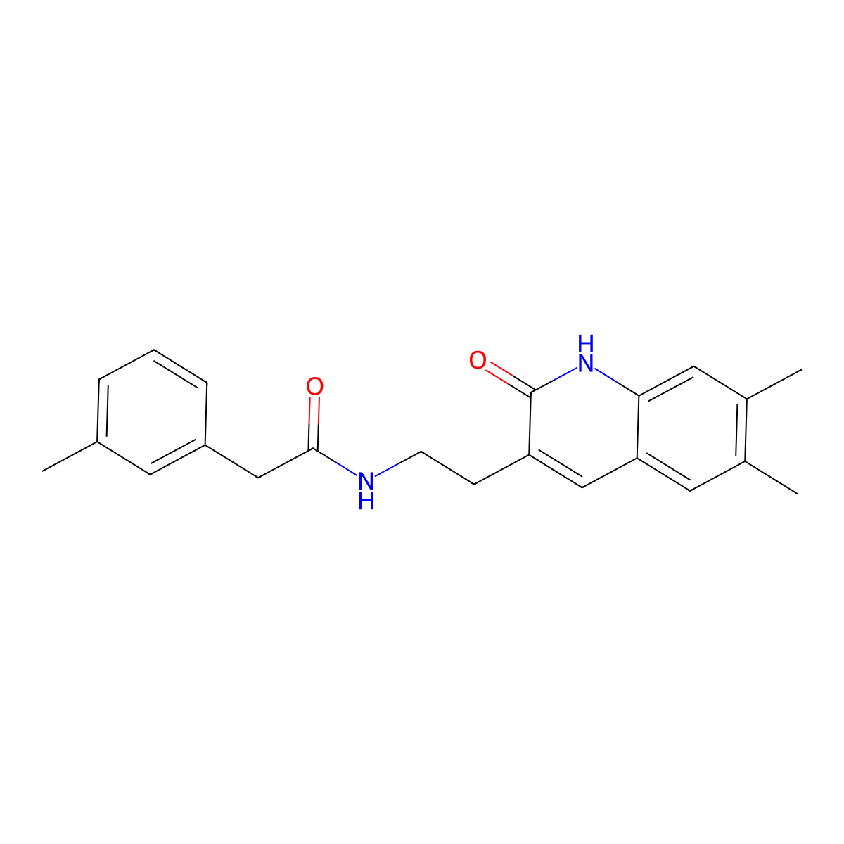 N-(2-(6,7-dimethyl-2-oxo-1,2-dihydroquinolin-3-yl)ethyl)-2-(m-tolyl)acetamide molecular structure, CAS 851403-28-6