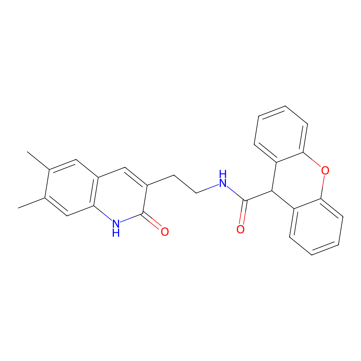 N-[2-(6,7-dimethyl-2-oxo-1H-quinolin-3-yl)ethyl]-9H-xanthene-9-carboxamide molecular structure, CAS 851403-30-0