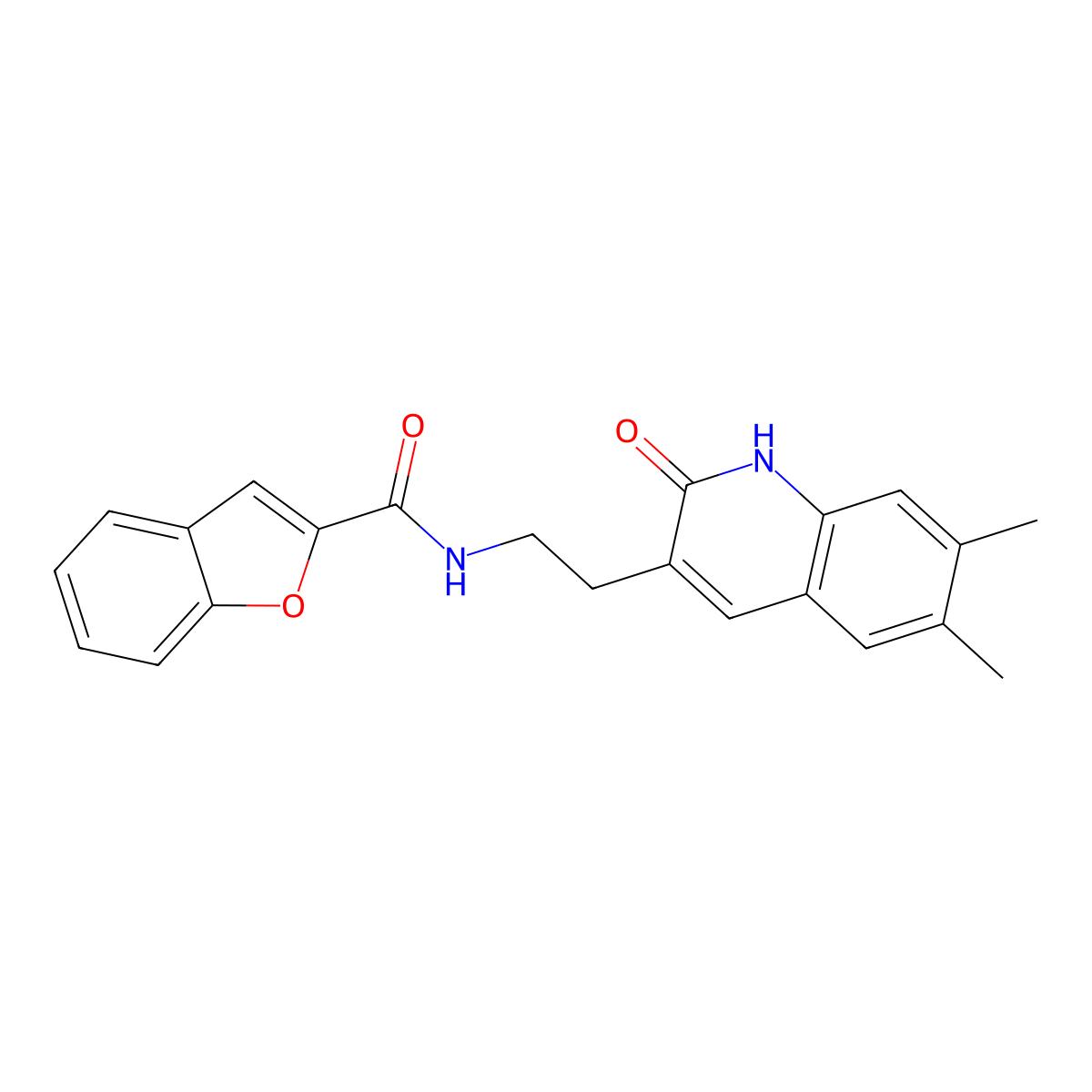 N-(2-(6,7-dimethyl-2-oxo-1,2-dihydroquinolin-3-yl)ethyl)benzofuran-2-carboxamide molecular structure, CAS 851403-33-3
