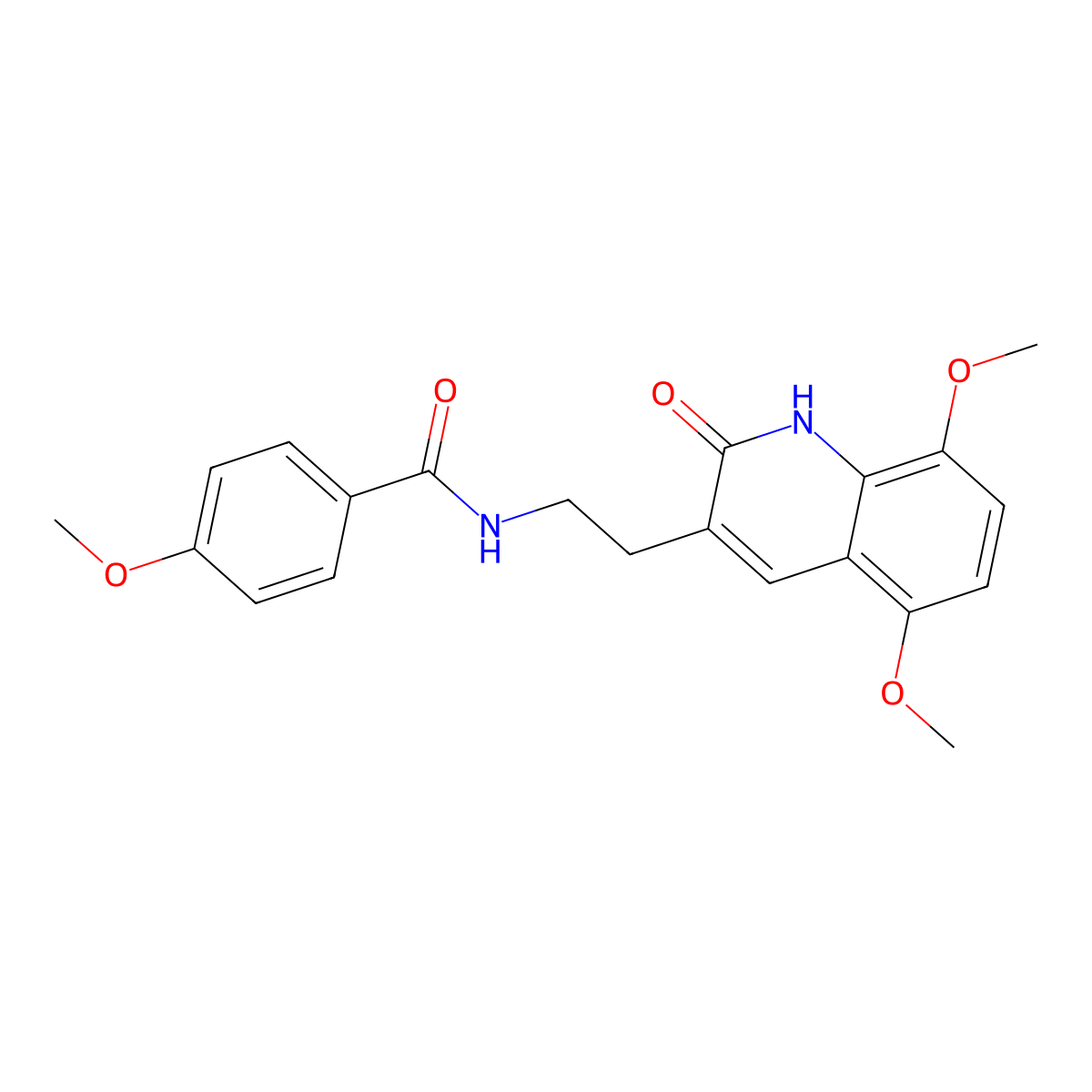 N-(2-(5,8-dimethoxy-2-oxo-1,2-dihydroquinolin-3-yl)ethyl)-4-methoxybenzamide molecular structure, CAS 851403-35-5