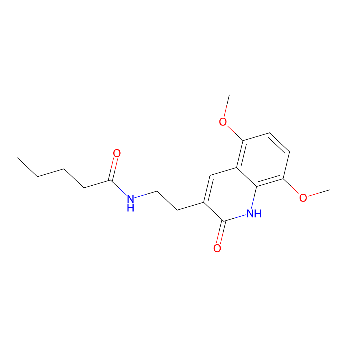 N-[2-(5,8-dimethoxy-2-oxo-1H-quinolin-3-yl)ethyl]pentanamide molecular structure, CAS 851403-39-9