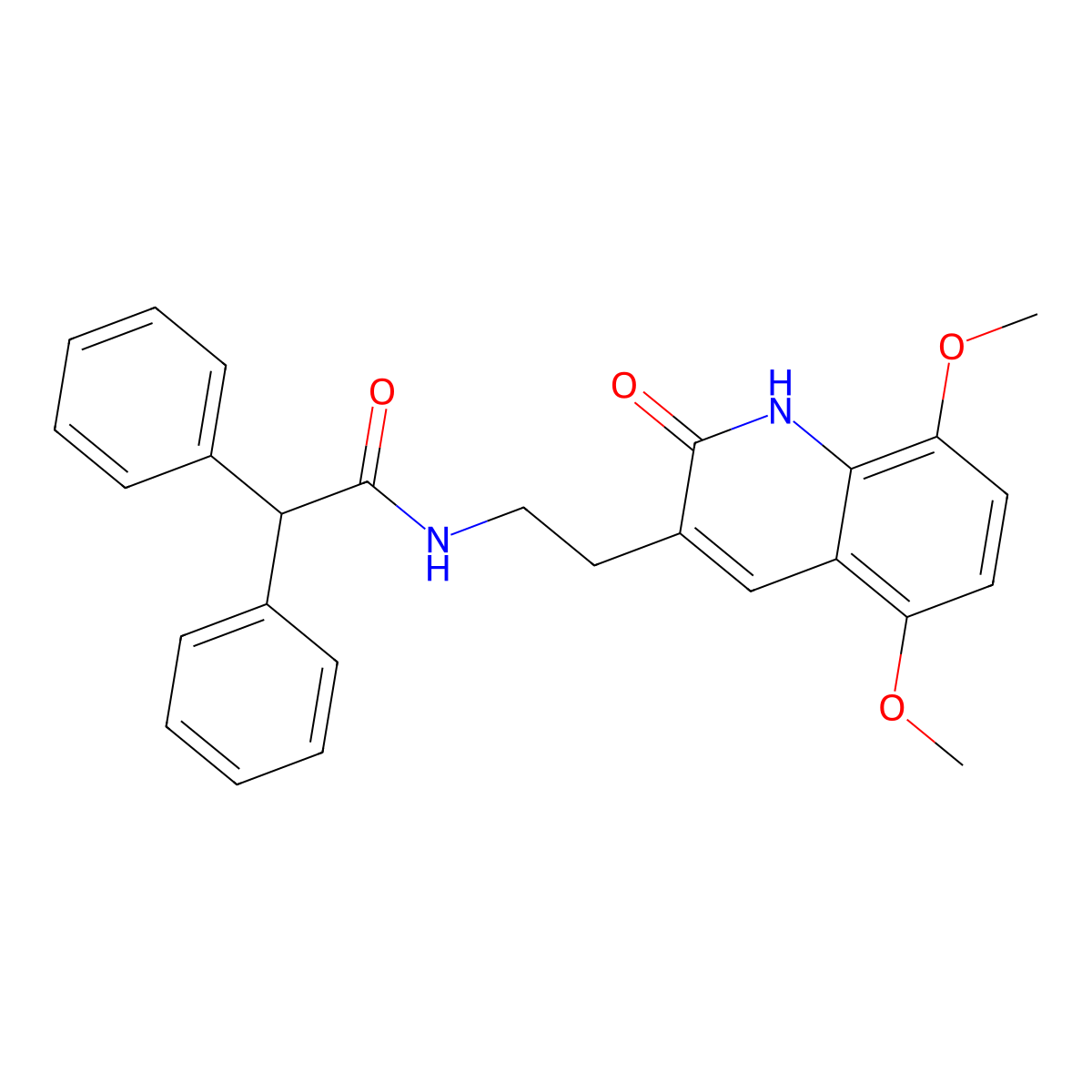 N-(2-(5,8-dimethoxy-2-oxo-1,2-dihydroquinolin-3-yl)ethyl)-2,2-diphenylacetamide molecular structure, CAS 851403-41-3