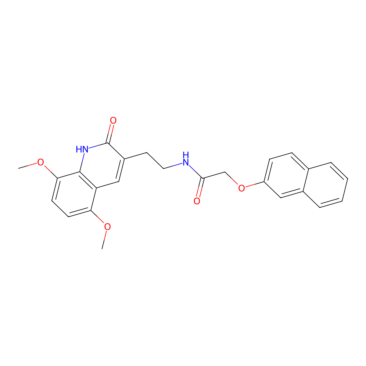 N-(2-(5,8-dimethoxy-2-oxo-1,2-dihydroquinolin-3-yl)ethyl)-2-(naphthalen-2-yloxy)acetamide molecular structure, CAS 851403-45-7
