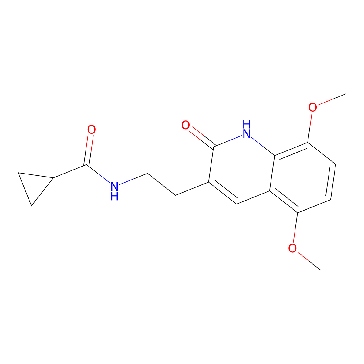 N-(2-(5,8-dimethoxy-2-oxo-1,2-dihydroquinolin-3-yl)ethyl)cyclopropanecarboxamide molecular structure, CAS 851403-52-6