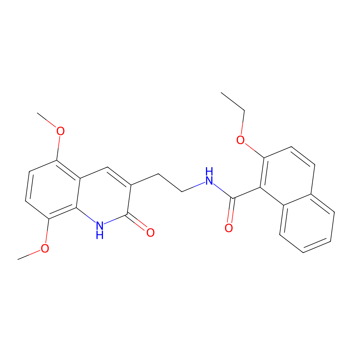 N-[2-(5,8-dimethoxy-2-oxo-1H-quinolin-3-yl)ethyl]-2-ethoxynaphthalene-1-carboxamide molecular structure, CAS 851403-56-0