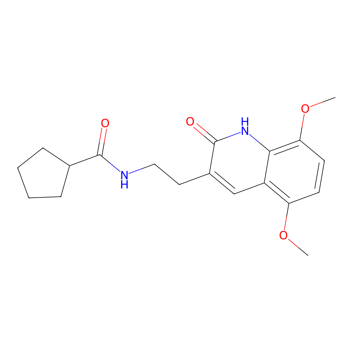 N-[2-(5,8-dimethoxy-2-oxo-1H-quinolin-3-yl)ethyl]cyclopentanecarboxamide molecular structure, CAS 851403-59-3