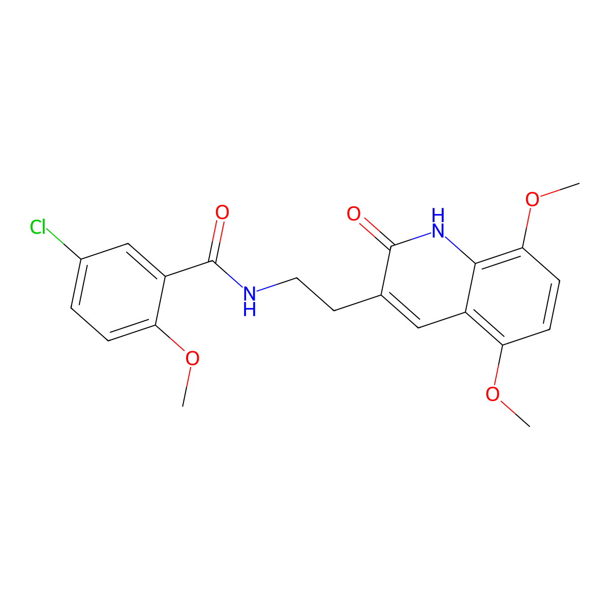 5-chloro-N-[2-(5,8-dimethoxy-2-oxo-1H-quinolin-3-yl)ethyl]-2-methoxybenzamide molecular structure, CAS 851403-60-6