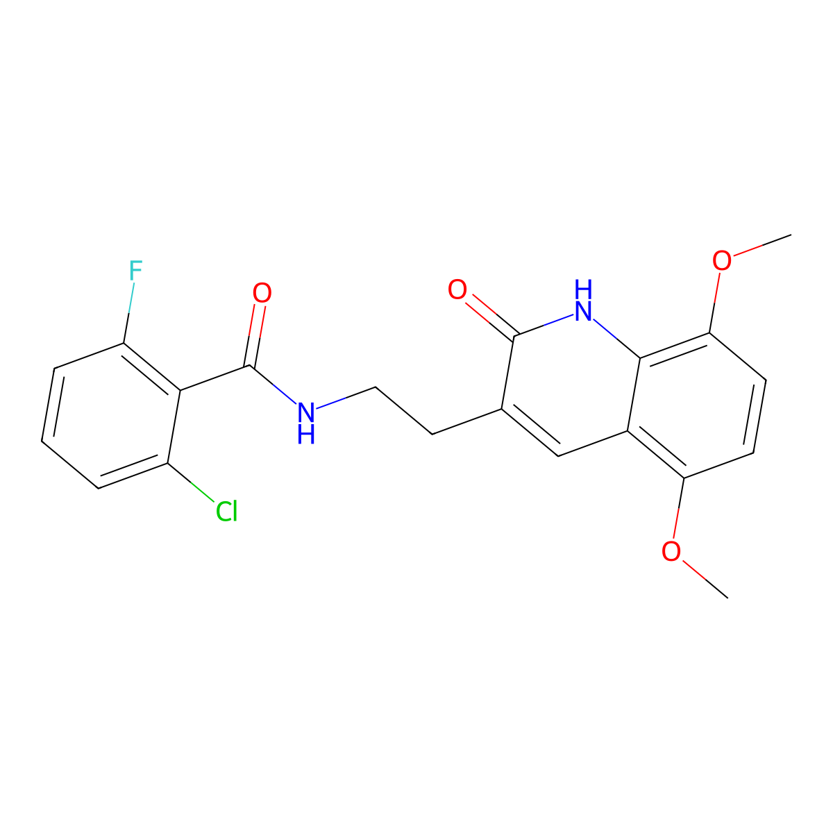 2-chloro-N-[2-(5,8-dimethoxy-2-oxo-1H-quinolin-3-yl)ethyl]-6-fluorobenzamide molecular structure, CAS 851403-62-8
