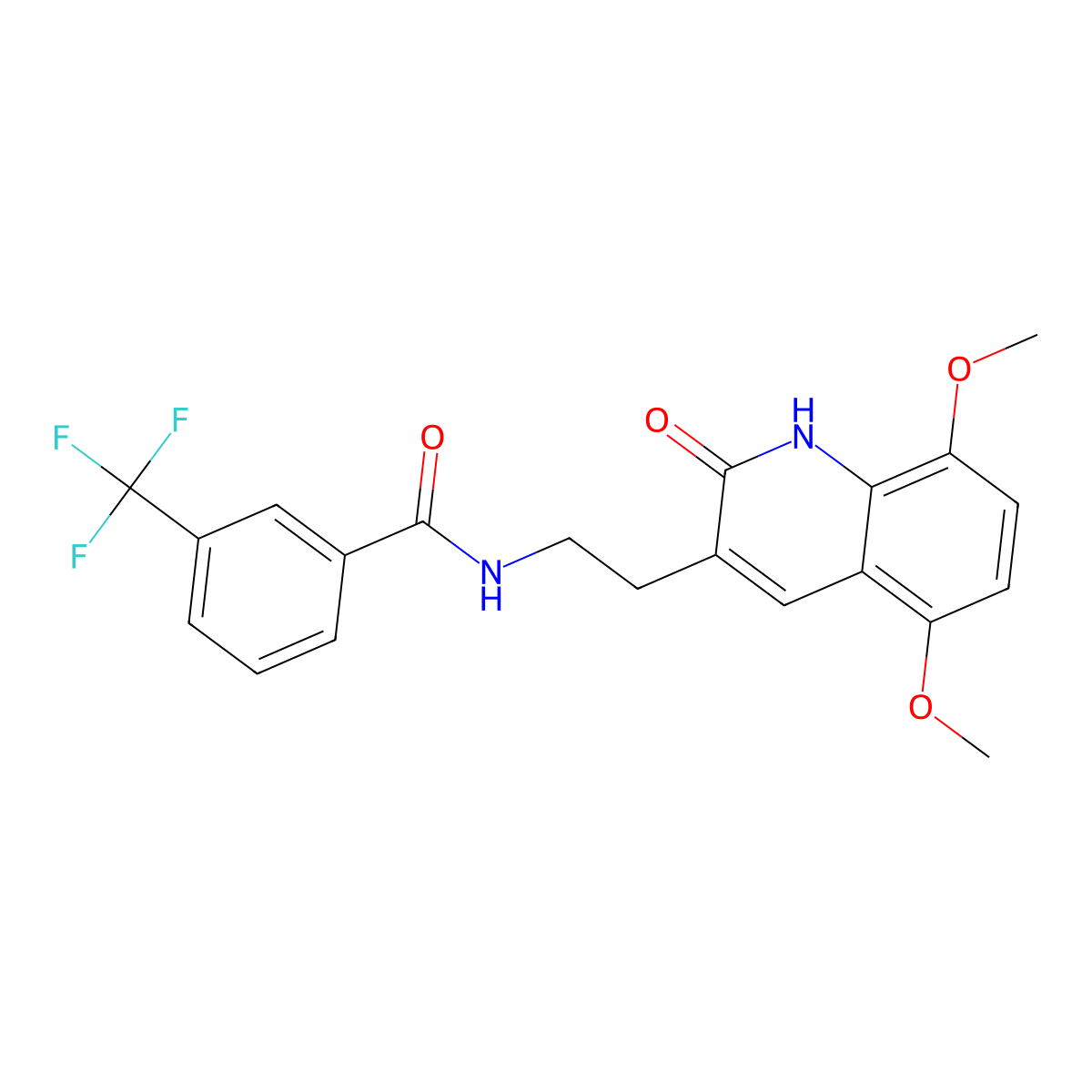 N-[2-(5,8-dimethoxy-2-oxo-1H-quinolin-3-yl)ethyl]-3-(trifluoromethyl)benzamide molecular structure, CAS 851403-64-0