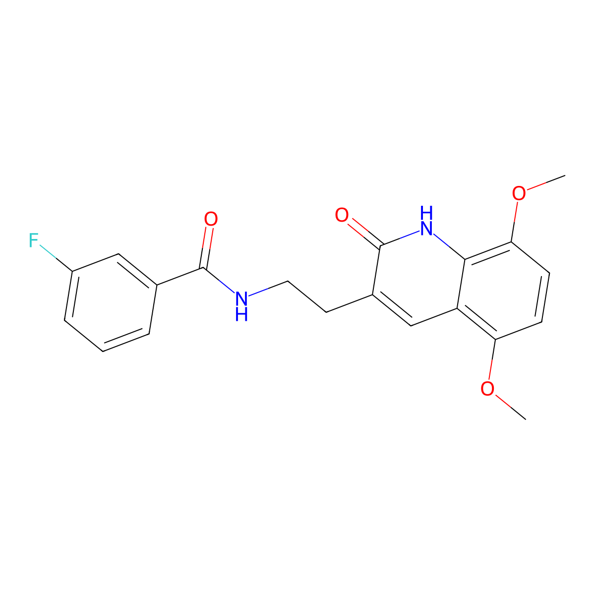 N-[2-(5,8-dimethoxy-2-oxo-1H-quinolin-3-yl)ethyl]-3-fluorobenzamide molecular structure, CAS 851403-65-1