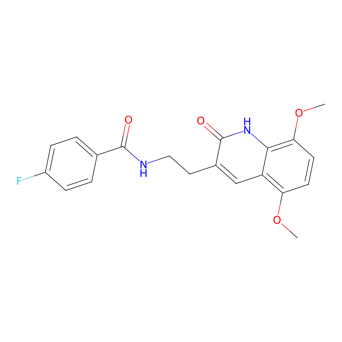 N-[2-(5,8-dimethoxy-2-oxo-1H-quinolin-3-yl)ethyl]-4-fluorobenzamide molecular structure, CAS 851403-66-2