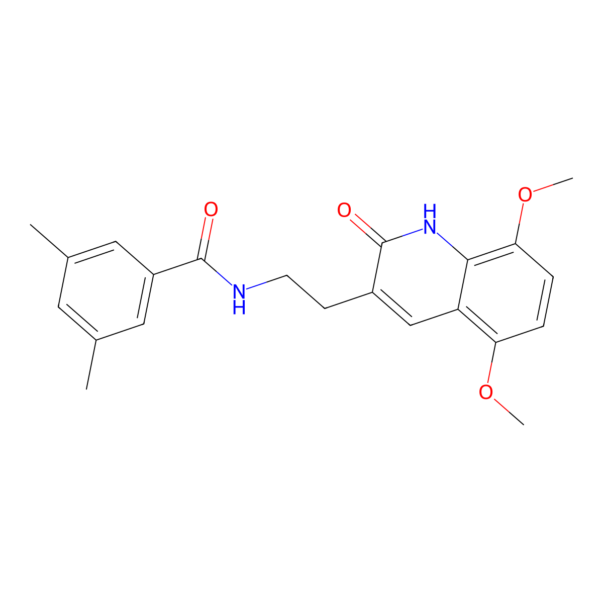 N-(2-(5,8-dimethoxy-2-oxo-1,2-dihydroquinolin-3-yl)ethyl)-3,5-dimethylbenzamide molecular structure, CAS 851403-67-3