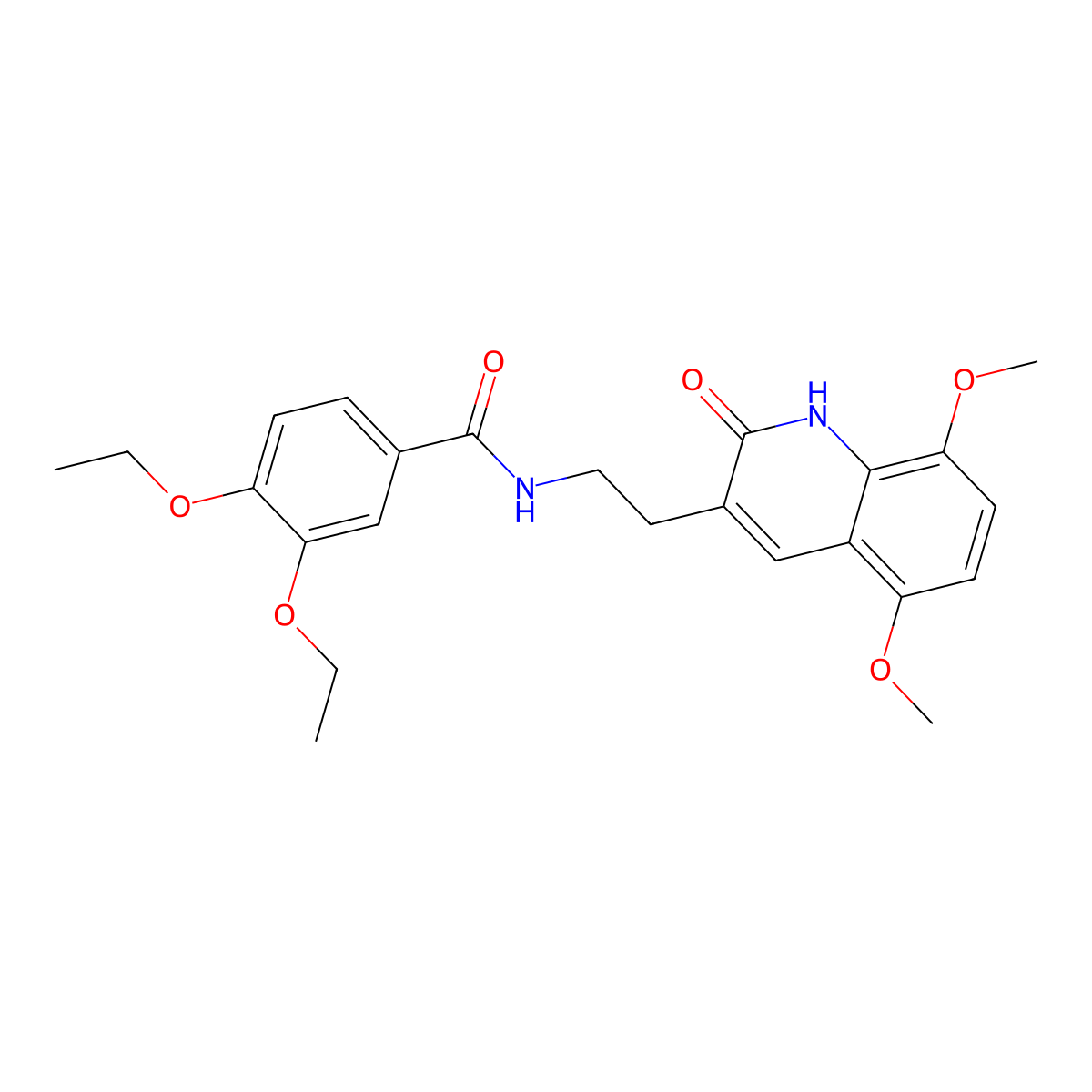 N-(2-(5,8-dimethoxy-2-oxo-1,2-dihydroquinolin-3-yl)ethyl)-3,4-diethoxybenzamide molecular structure, CAS 851403-74-2