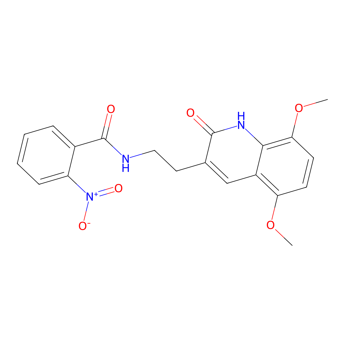 N-(2-(5,8-dimethoxy-2-oxo-1,2-dihydroquinolin-3-yl)ethyl)-2-nitrobenzamide molecular structure, CAS 851403-75-3
