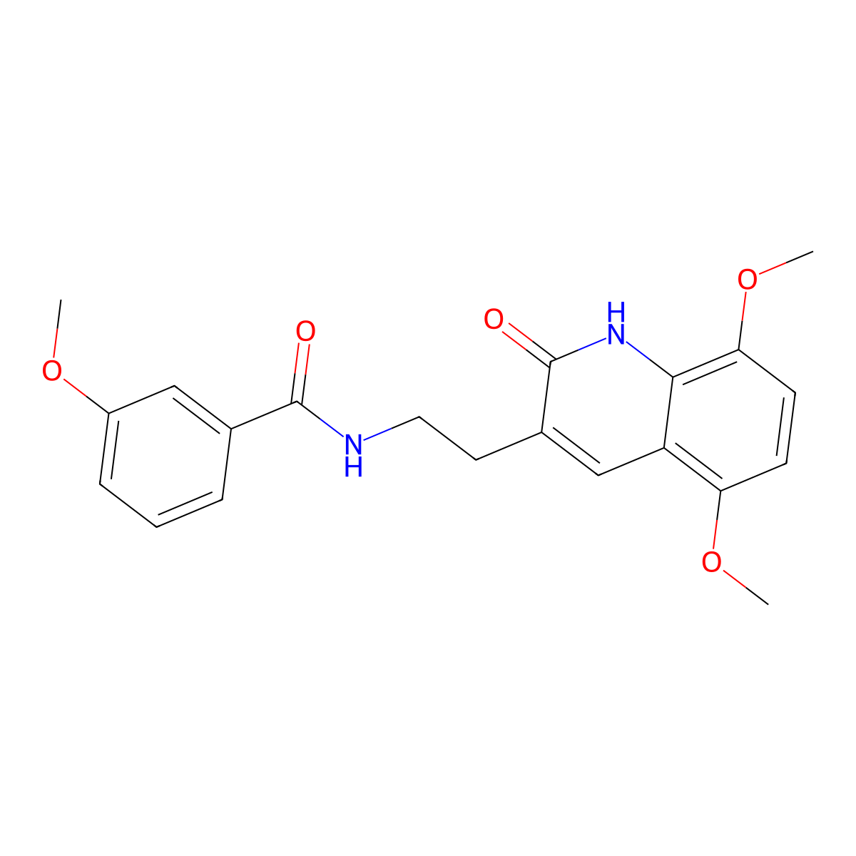 N-(2-(5,8-dimethoxy-2-oxo-1,2-dihydroquinolin-3-yl)ethyl)-3-methoxybenzamide molecular structure, CAS 851403-79-7