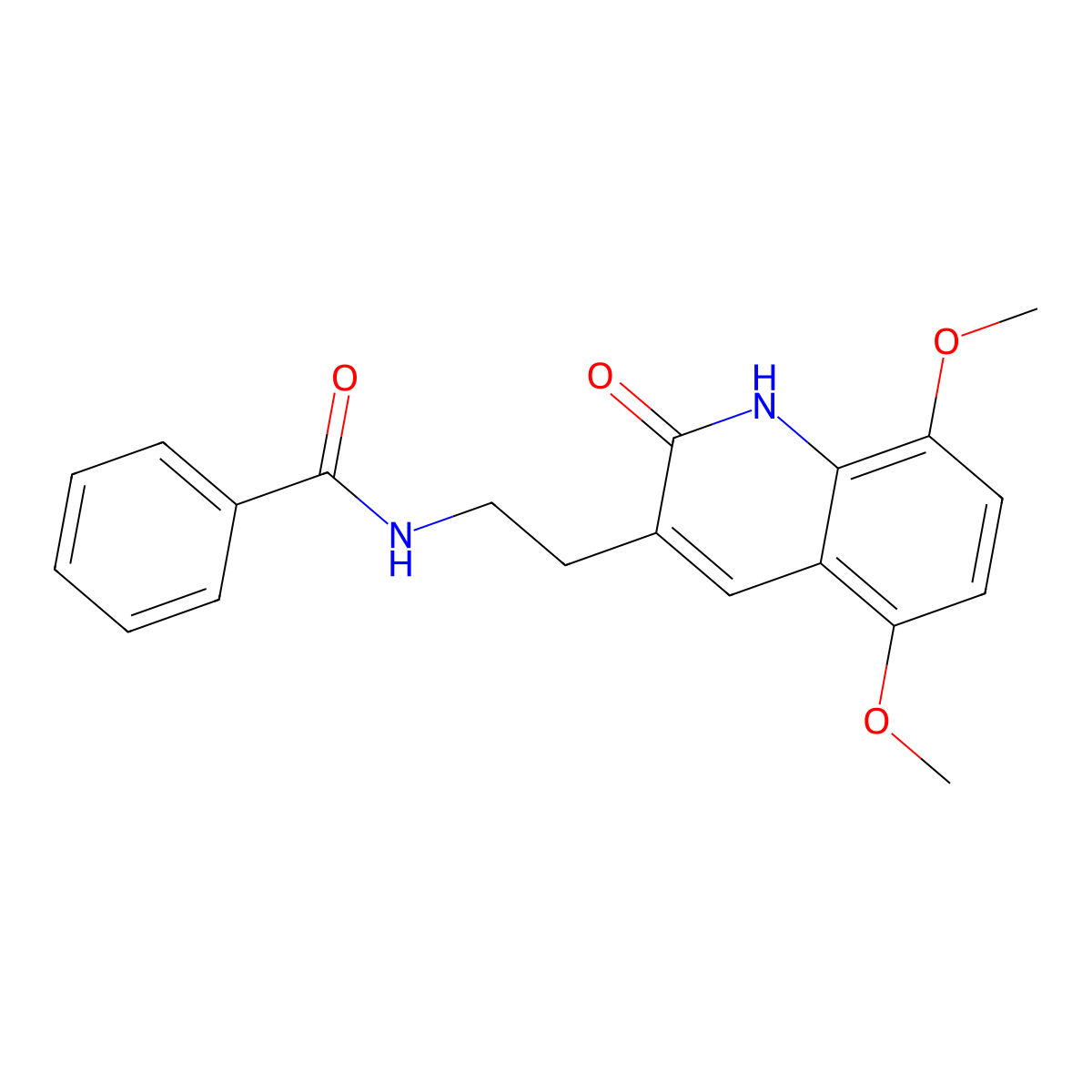 N-(2-(5,8-dimethoxy-2-oxo-1,2-dihydroquinolin-3-yl)ethyl)benzamide molecular structure, CAS 851403-84-4
