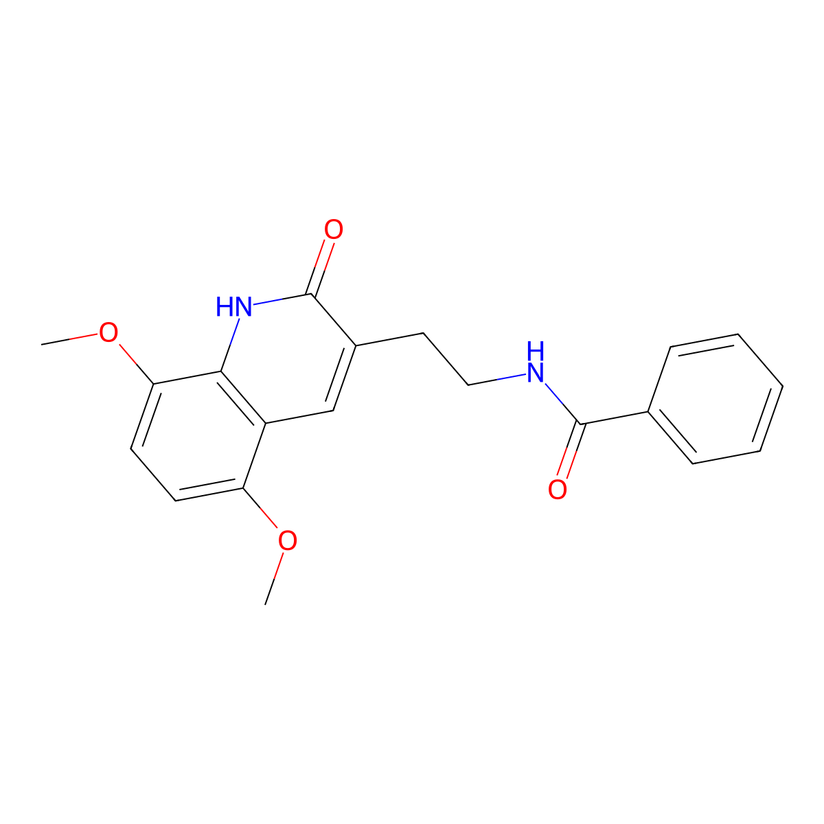 N-(2-(5,8-dimethoxy-2-oxo-1,2-dihydroquinolin-3-yl)ethyl)benzamide molecular structure, CAS 851403-84-4