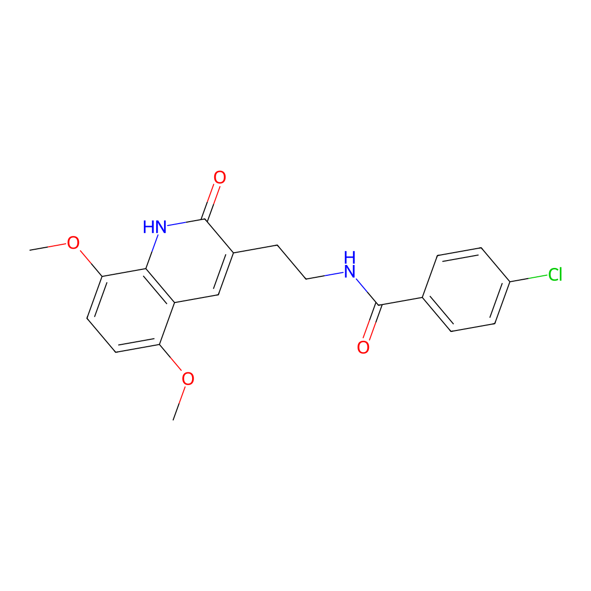 4-chloro-N-(2-(5,8-dimethoxy-2-oxo-1,2-dihydroquinolin-3-yl)ethyl)benzamide molecular structure, CAS 851403-87-7