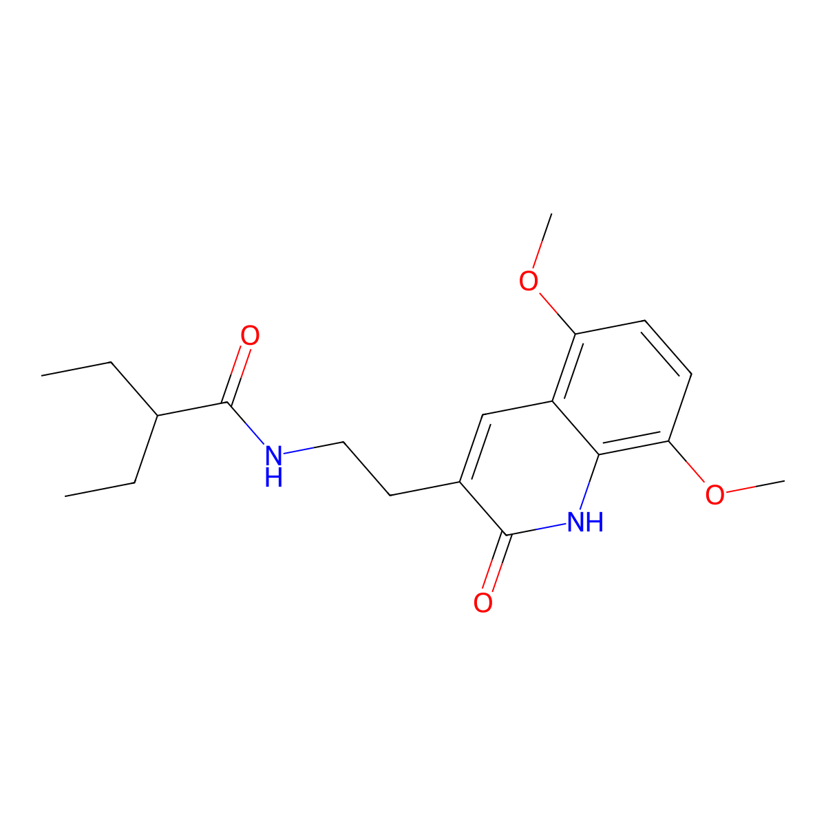 N-[2-(5,8-dimethoxy-2-oxo-1H-quinolin-3-yl)ethyl]-2-ethylbutanamide molecular structure, CAS 851403-91-3