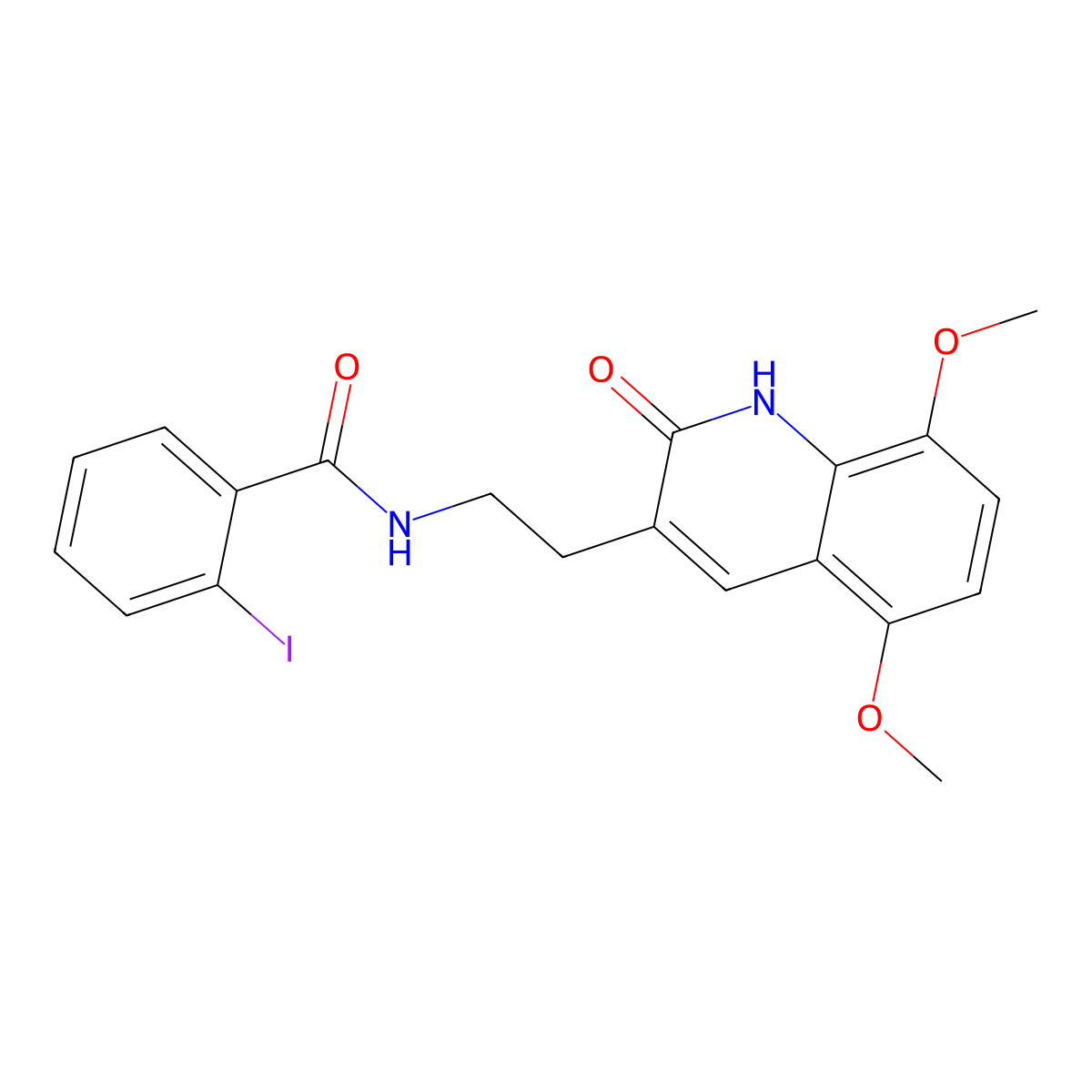N-[2-(5,8-dimethoxy-2-oxo-1H-quinolin-3-yl)ethyl]-2-iodobenzamide molecular structure, CAS 851403-94-6
