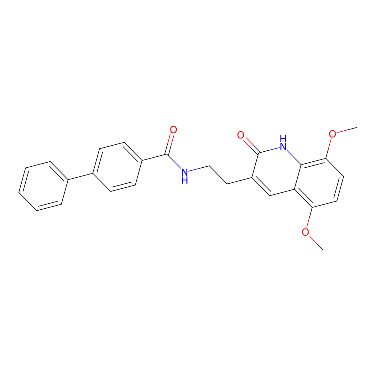 N-(2-(5,8-dimethoxy-2-oxo-1,2-dihydroquinolin-3-yl)ethyl)-[1,1'-biphenyl]-4-carboxamide molecular structure, CAS 851403-98-0