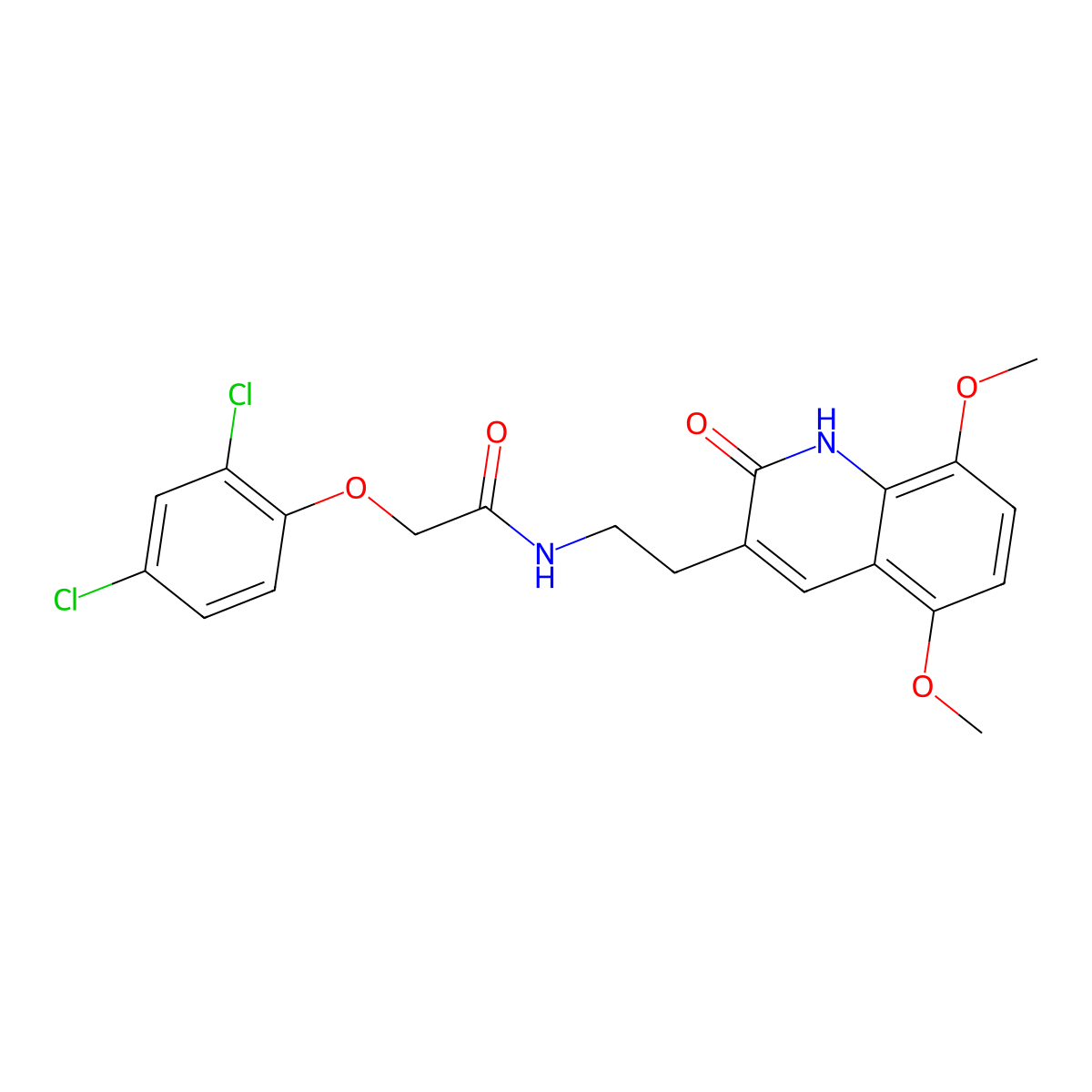 2-(2,4-dichlorophenoxy)-N-[2-(5,8-dimethoxy-2-oxo-1H-quinolin-3-yl)ethyl]acetamide molecular structure, CAS 851404-03-0