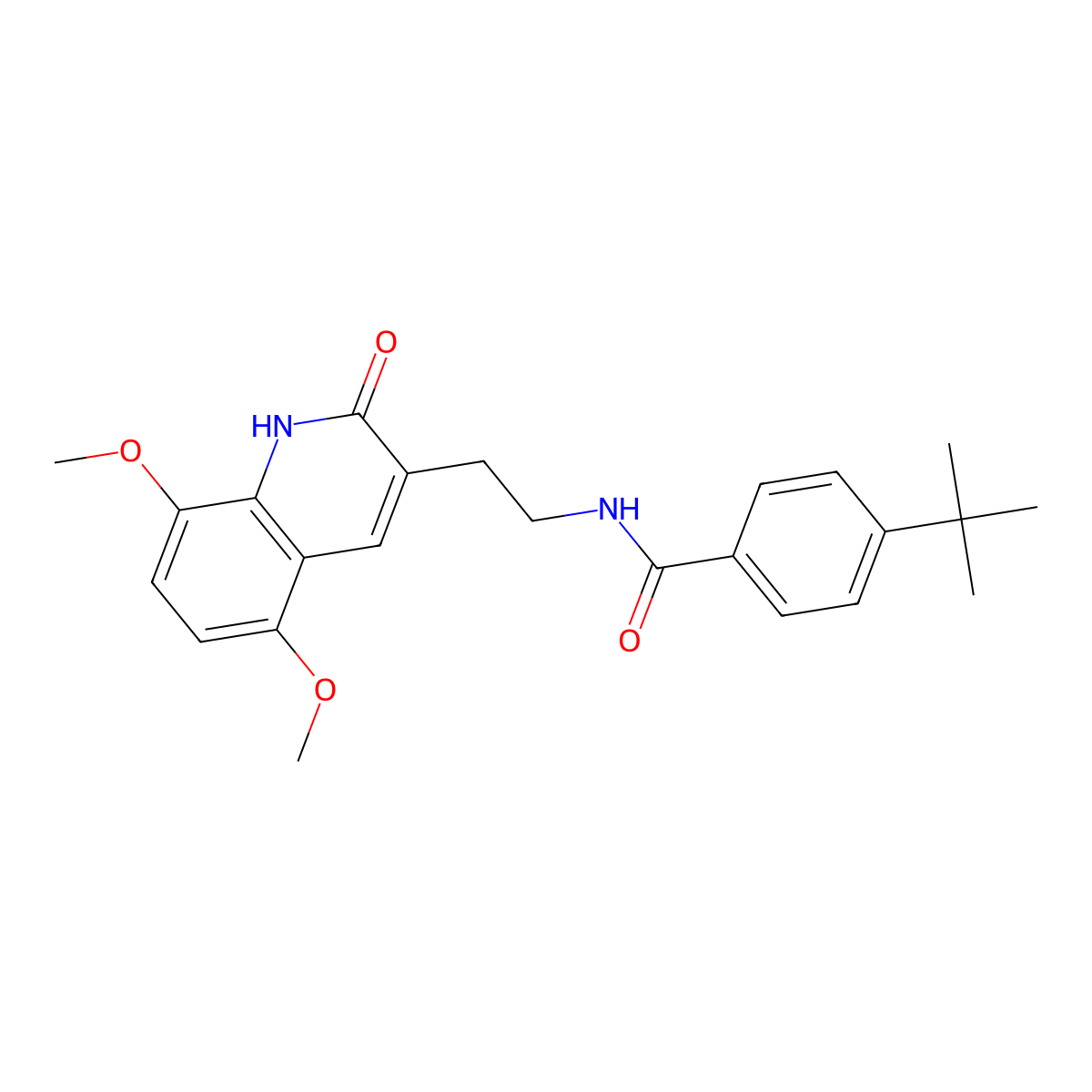 4-tert-butyl-N-[2-(5,8-dimethoxy-2-oxo-1H-quinolin-3-yl)ethyl]benzamide molecular structure, CAS 851404-07-4