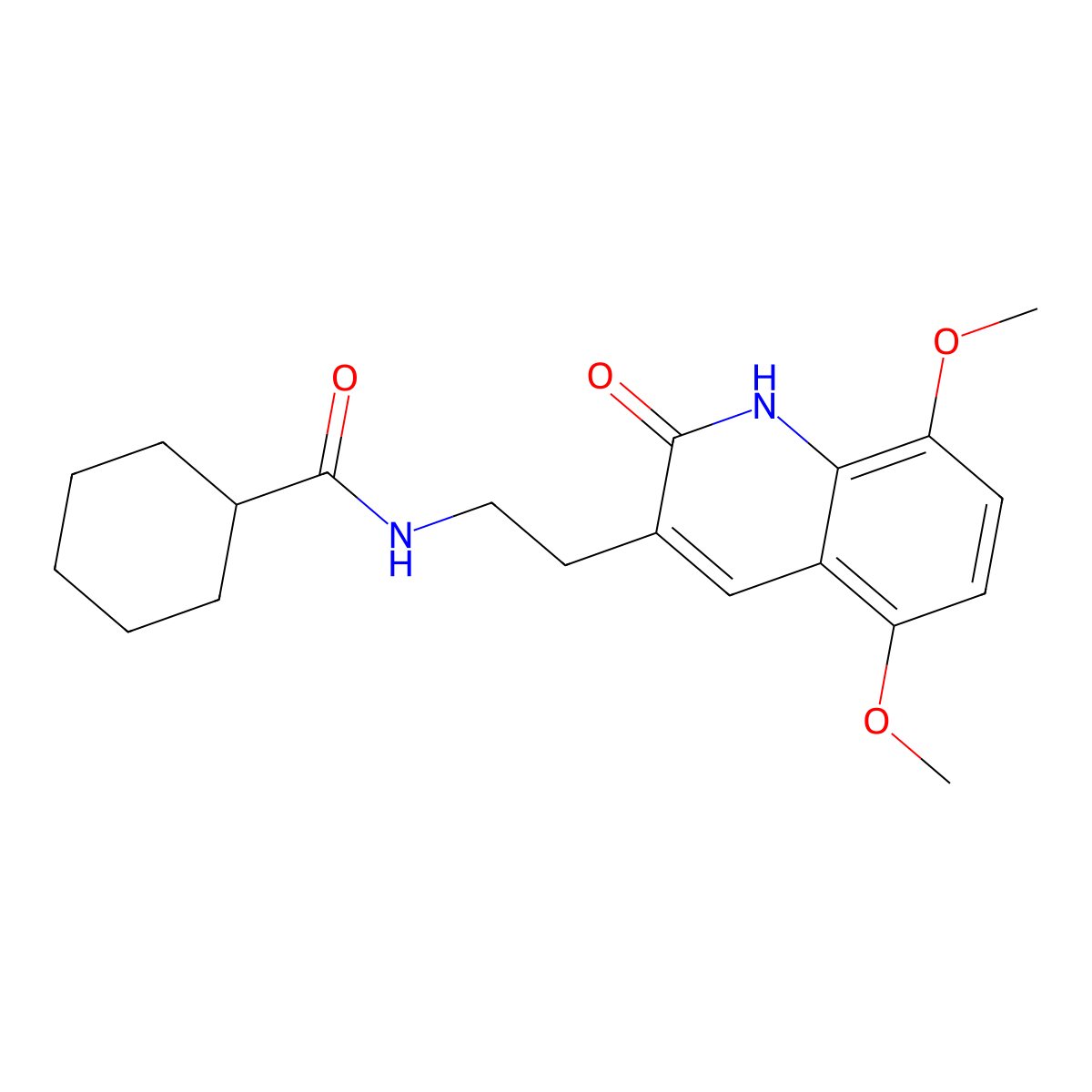 N-(2-(5,8-dimethoxy-2-oxo-1,2-dihydroquinolin-3-yl)ethyl)cyclohexanecarboxamide molecular structure, CAS 851404-08-5