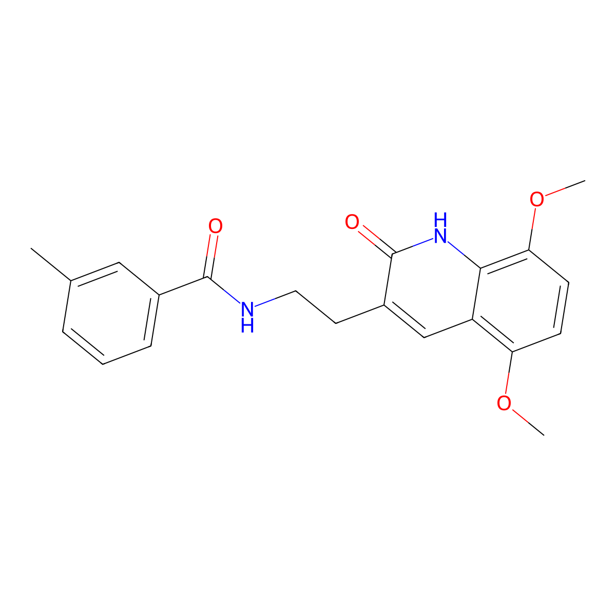 N-(2-(5,8-dimethoxy-2-oxo-1,2-dihydroquinolin-3-yl)ethyl)-3-methylbenzamide molecular structure, CAS 851404-09-6