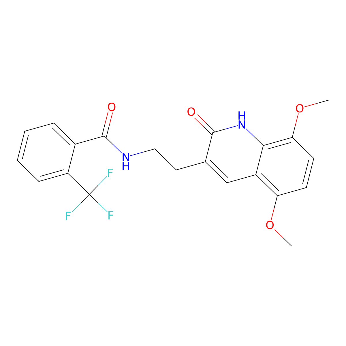 N-[2-(5,8-dimethoxy-2-oxo-1H-quinolin-3-yl)ethyl]-2-(trifluoromethyl)benzamide molecular structure, CAS 851404-17-6