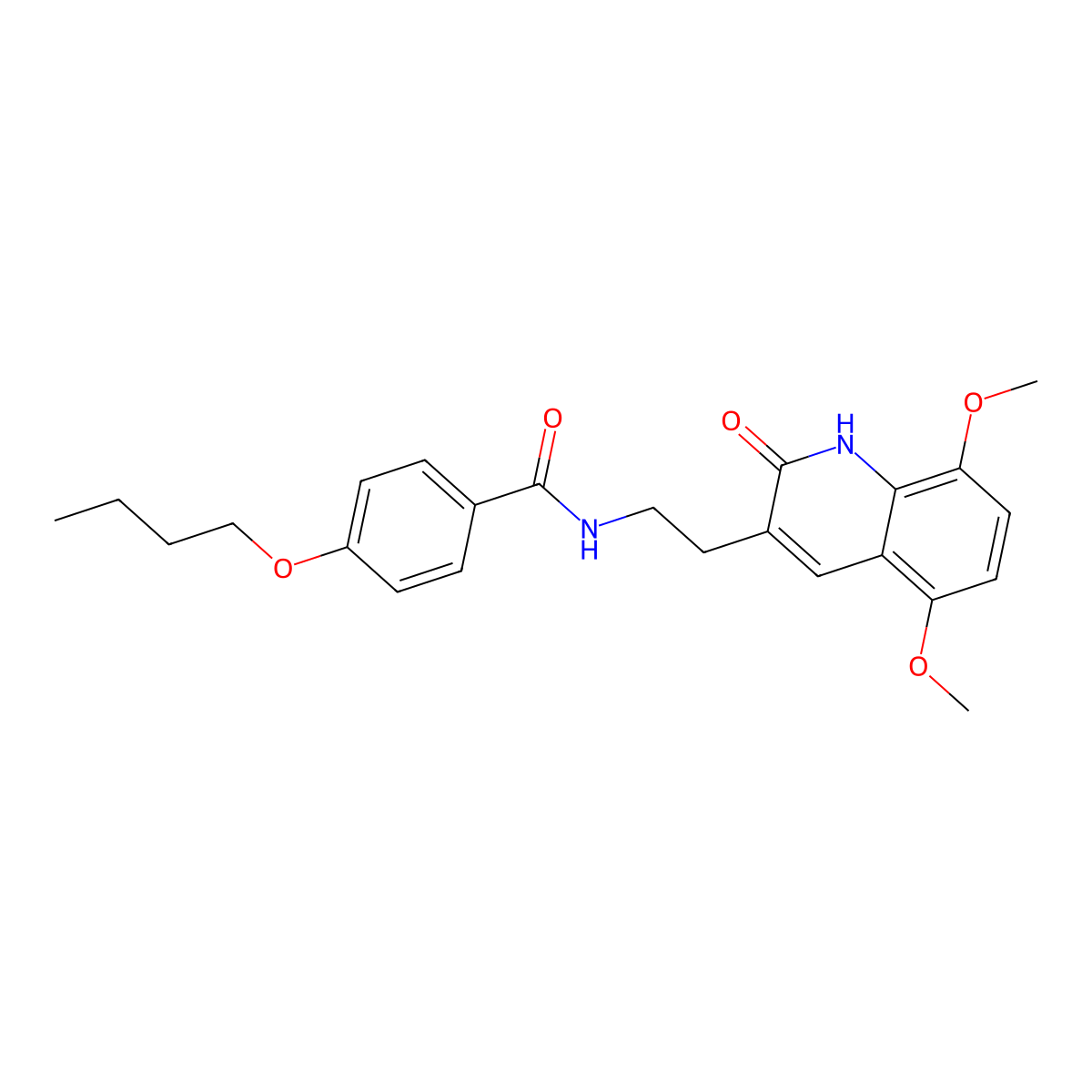 4-butoxy-N-[2-(5,8-dimethoxy-2-oxo-1H-quinolin-3-yl)ethyl]benzamide molecular structure, CAS 851404-18-7