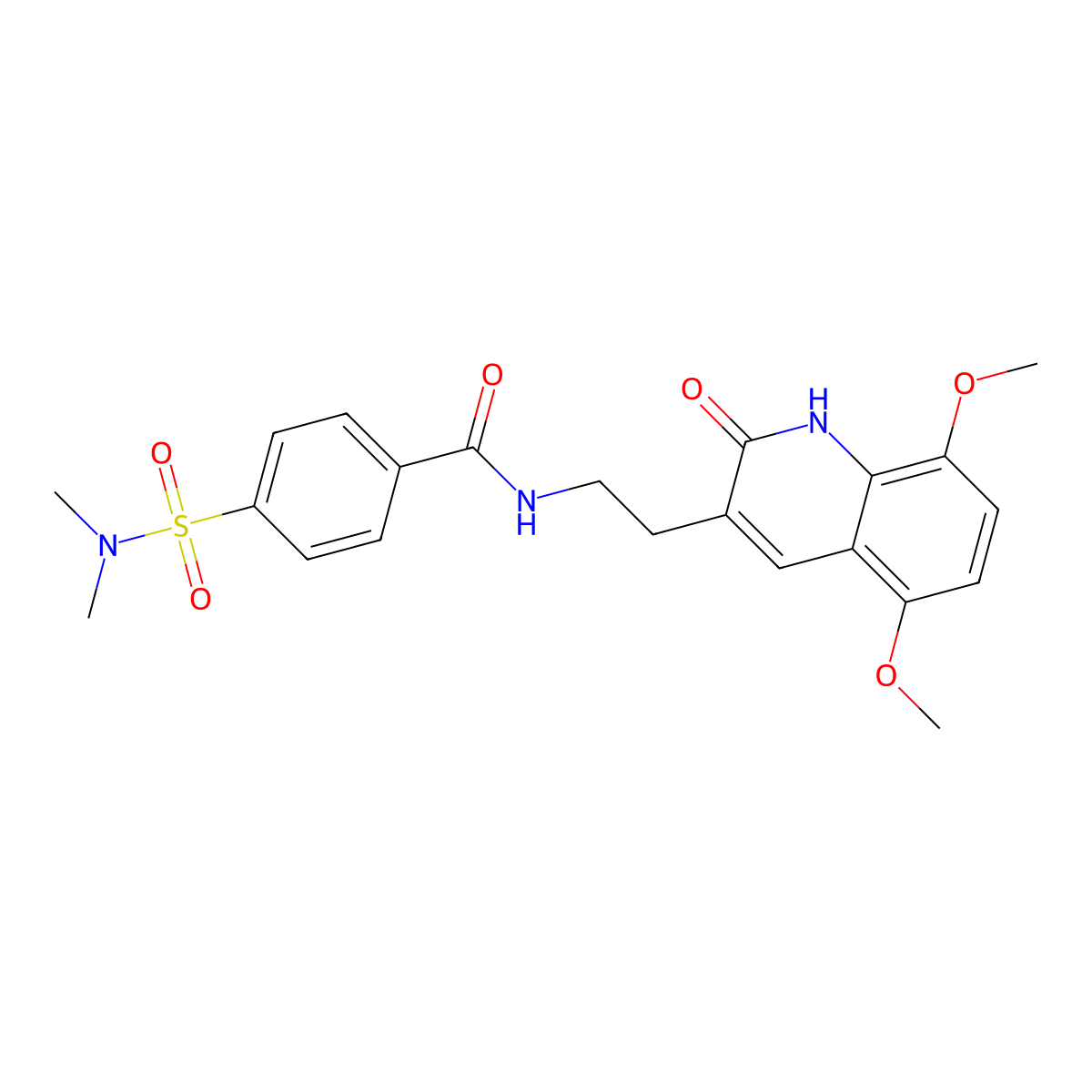 N-(2-(5,8-dimethoxy-2-oxo-1,2-dihydroquinolin-3-yl)ethyl)-4-(N,N-dimethylsulfamoyl)benzamide molecular structure, CAS 851404-21-2