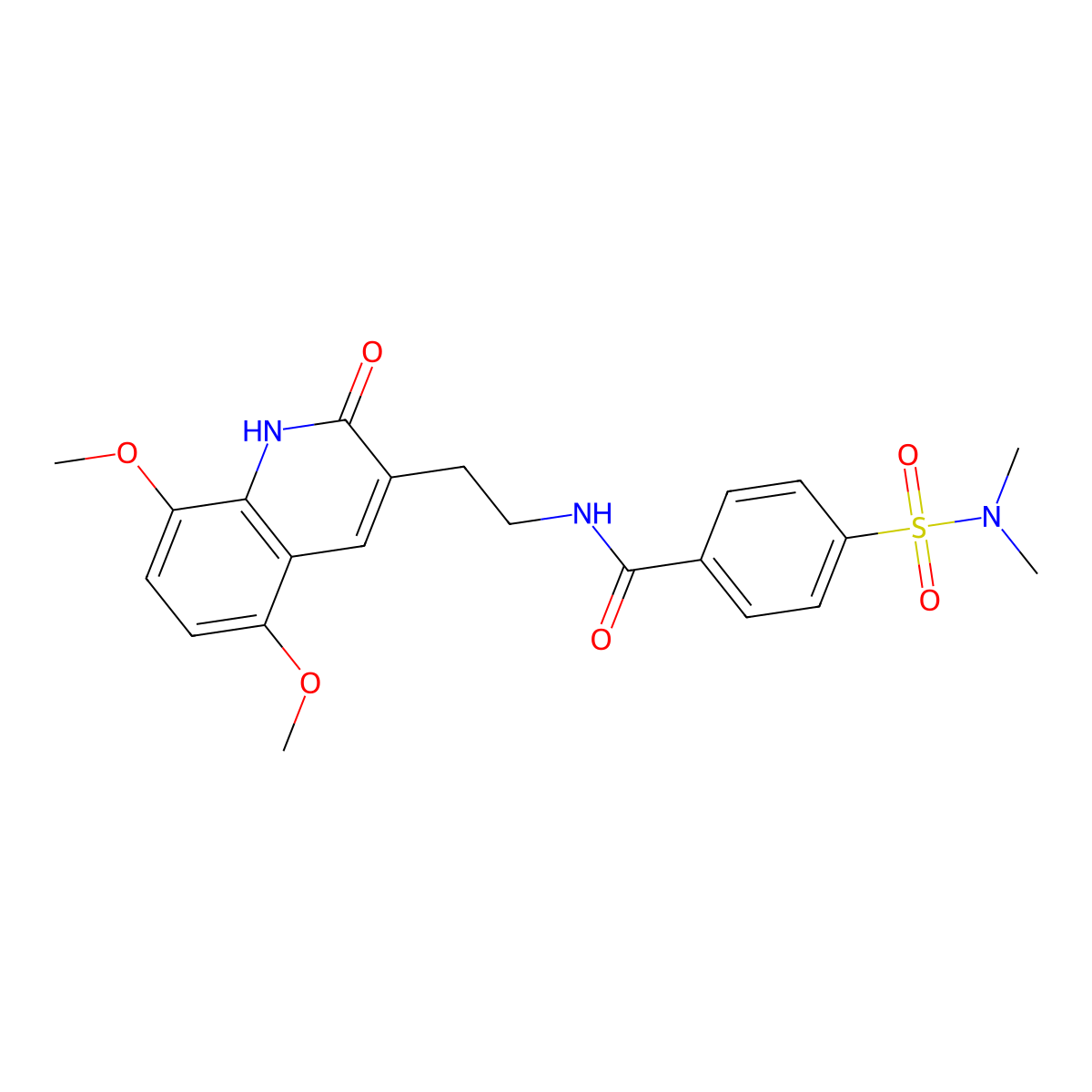 N-(2-(5,8-dimethoxy-2-oxo-1,2-dihydroquinolin-3-yl)ethyl)-4-(N,N-dimethylsulfamoyl)benzamide molecular structure, CAS 851404-21-2