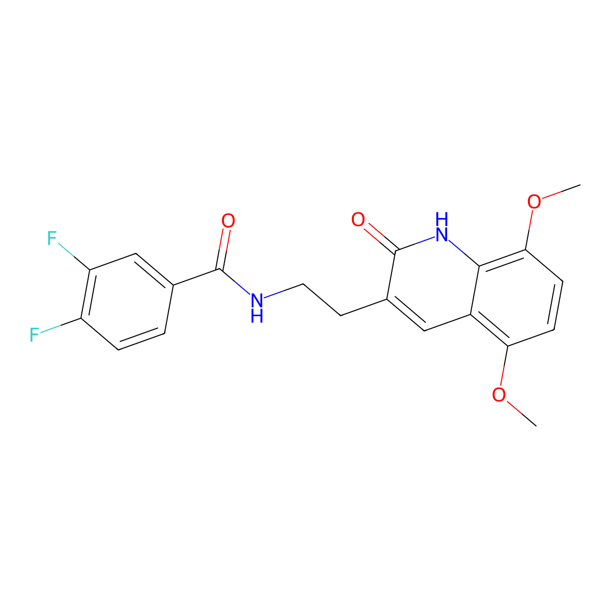 N-(2-(5,8-dimethoxy-2-oxo-1,2-dihydroquinolin-3-yl)ethyl)-3,4-difluorobenzamide molecular structure, CAS 851404-33-6