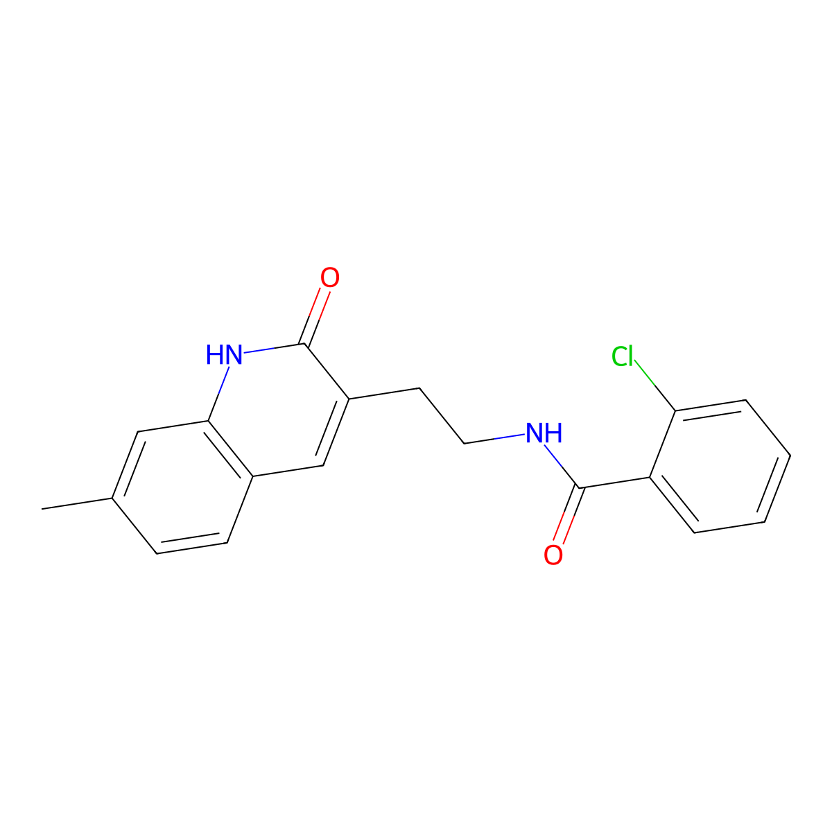 2-chloro-N-[2-(7-methyl-2-oxo-1H-quinolin-3-yl)ethyl]benzamide molecular structure, CAS 851404-45-0